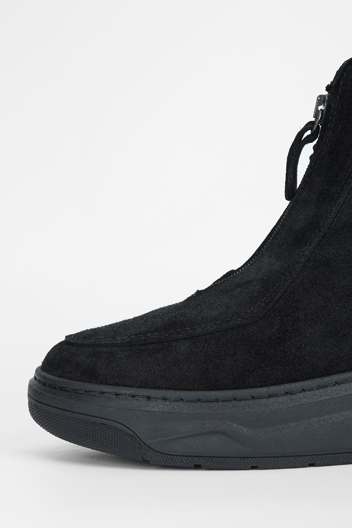 Valmenti Kadın Hakiki Deri Siyah Süet Düz Bot