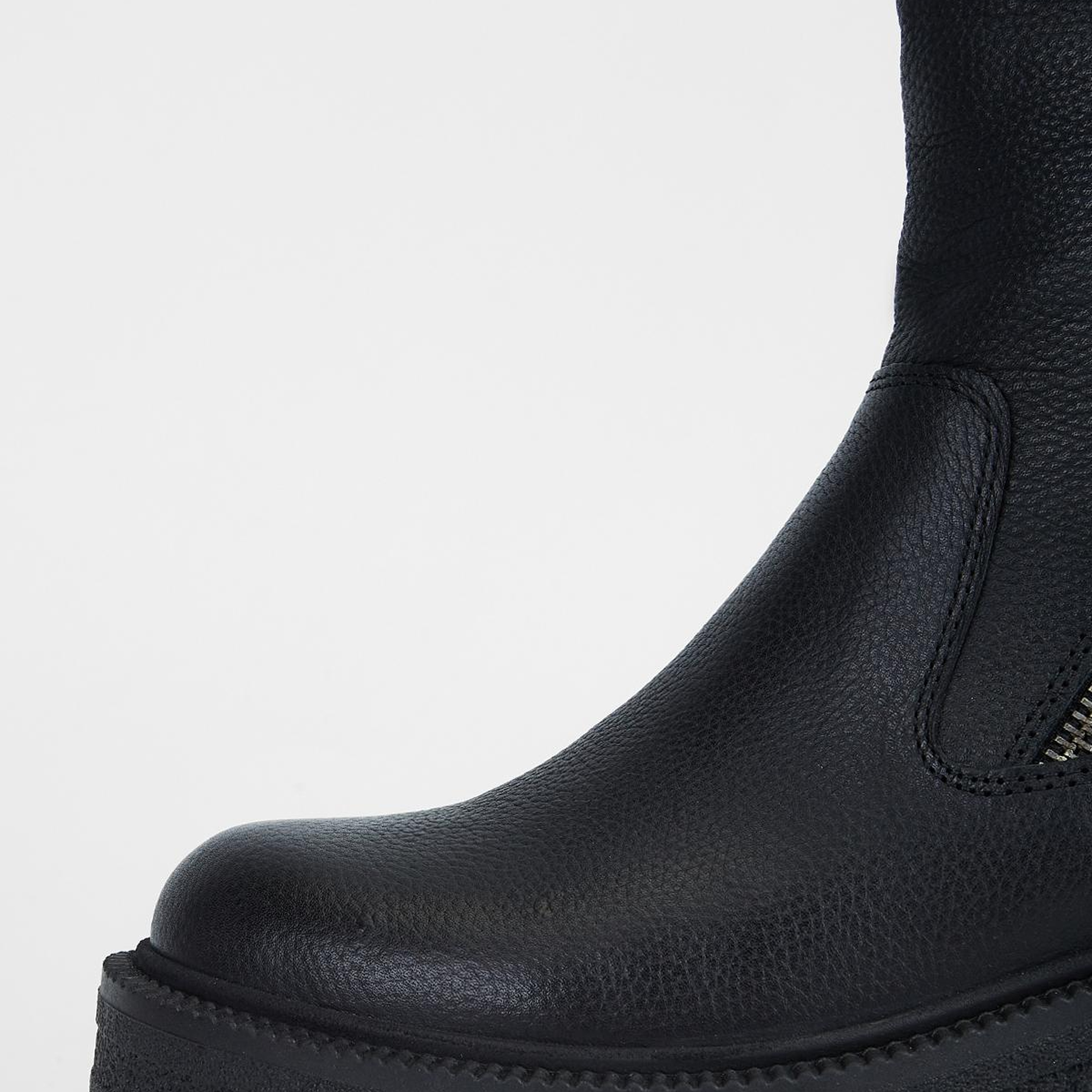 Valmenti Kadın Hakiki Deri Siyah Floter Düz Bot