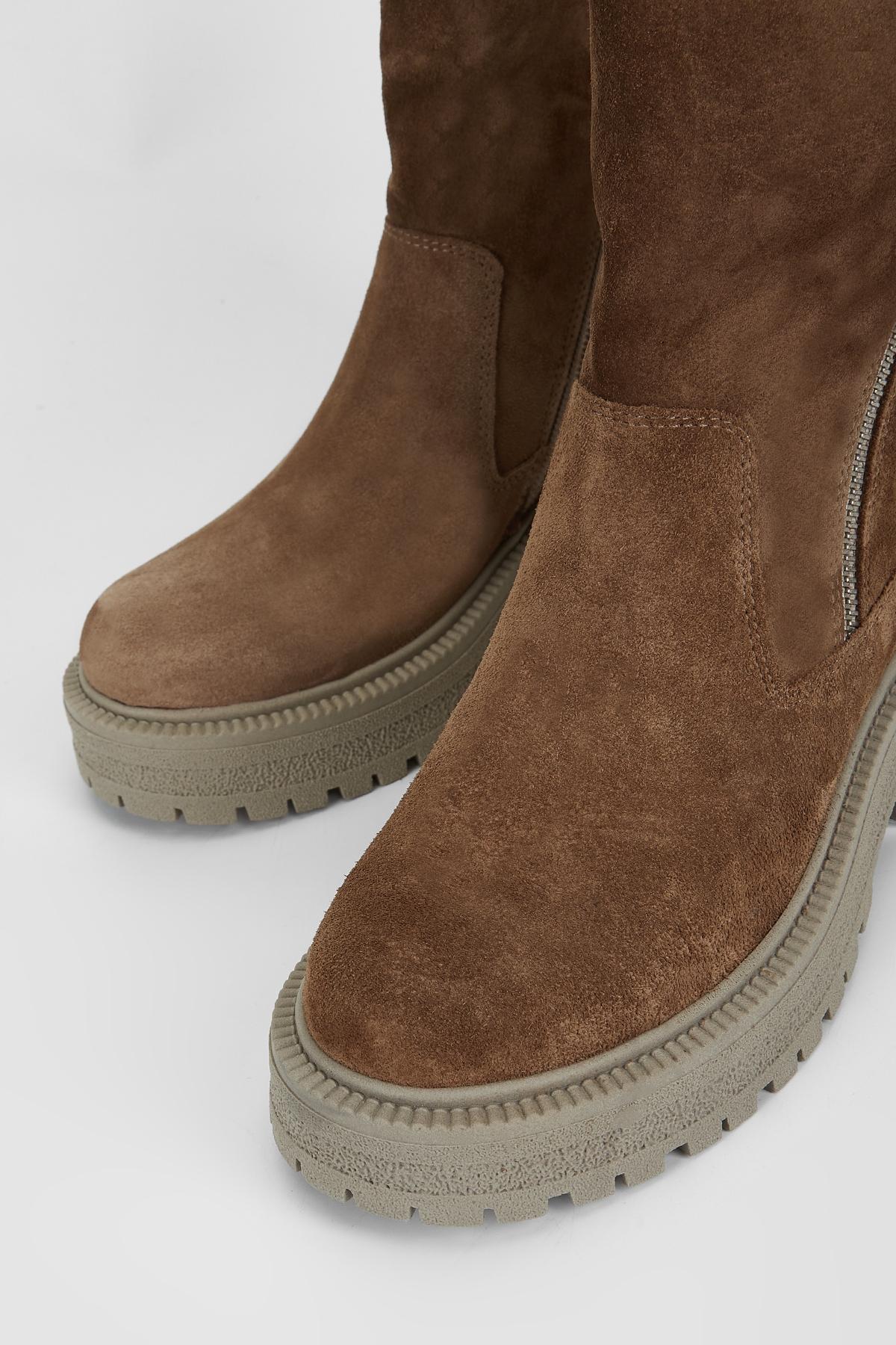 Valmenti Kadın Hakiki Deri Taba Süet Düz Bot