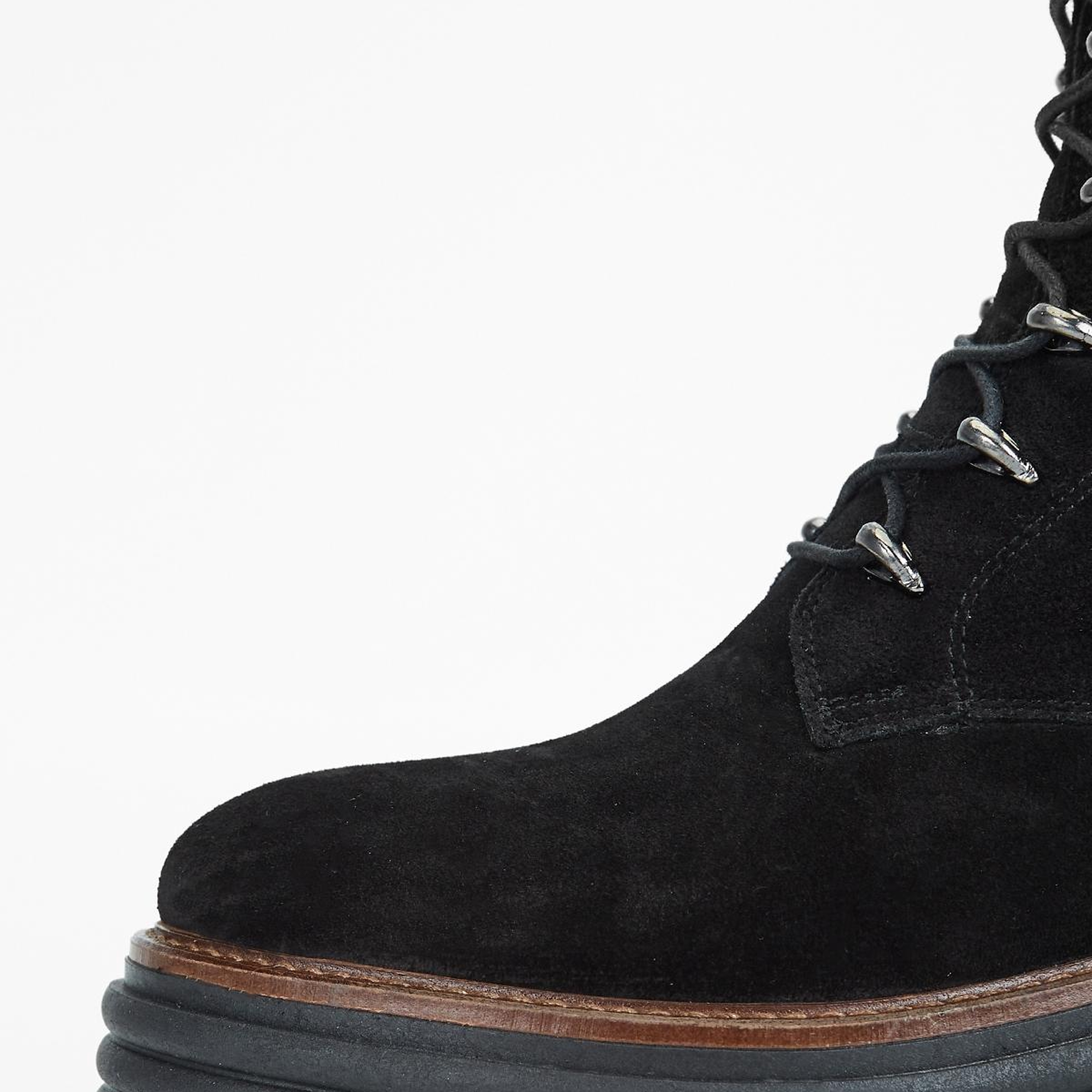 Valmenti Kadın Hakiki Deri Siyah Süet Düz Bot