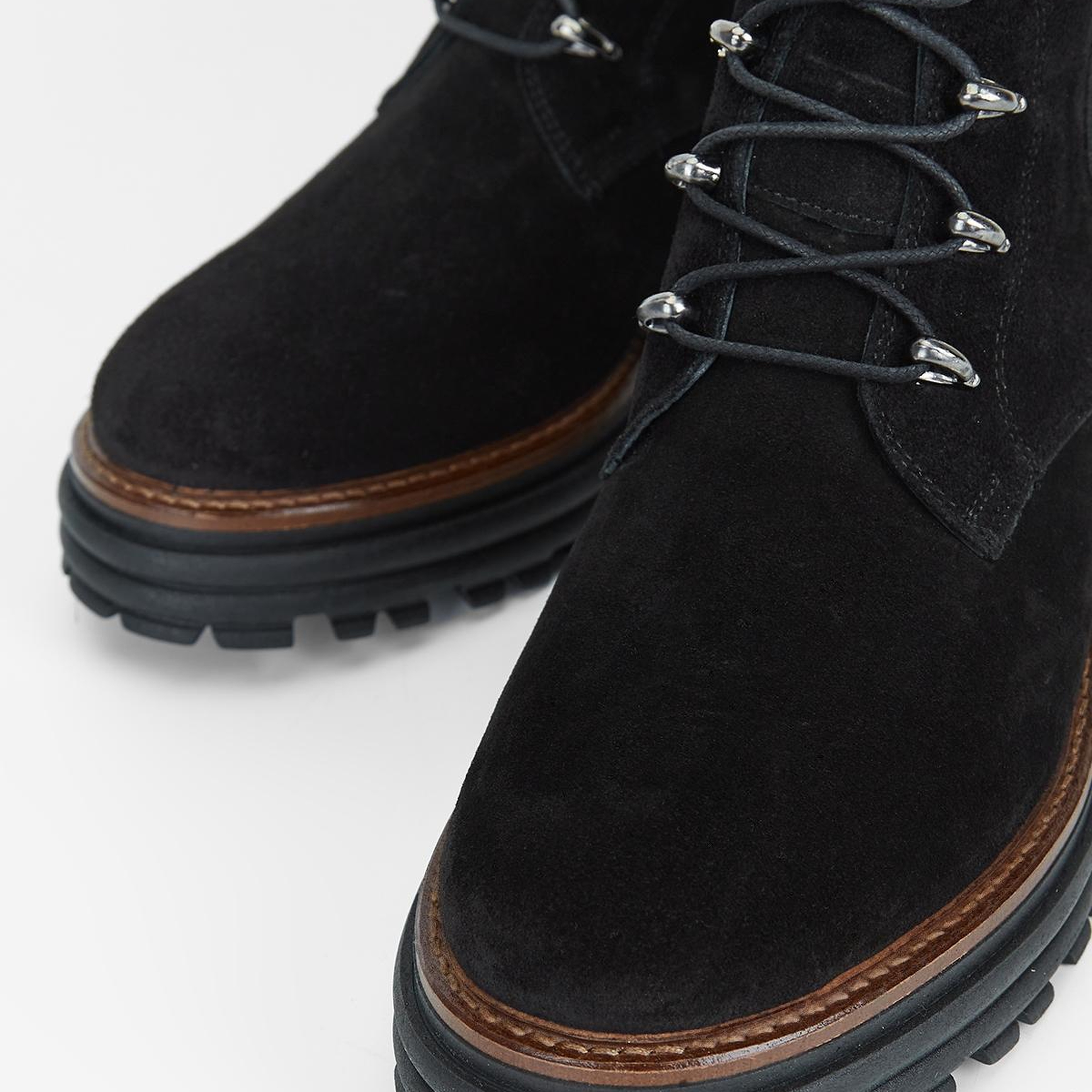 Valmenti Kadın Hakiki Deri Siyah Süet Düz Bot