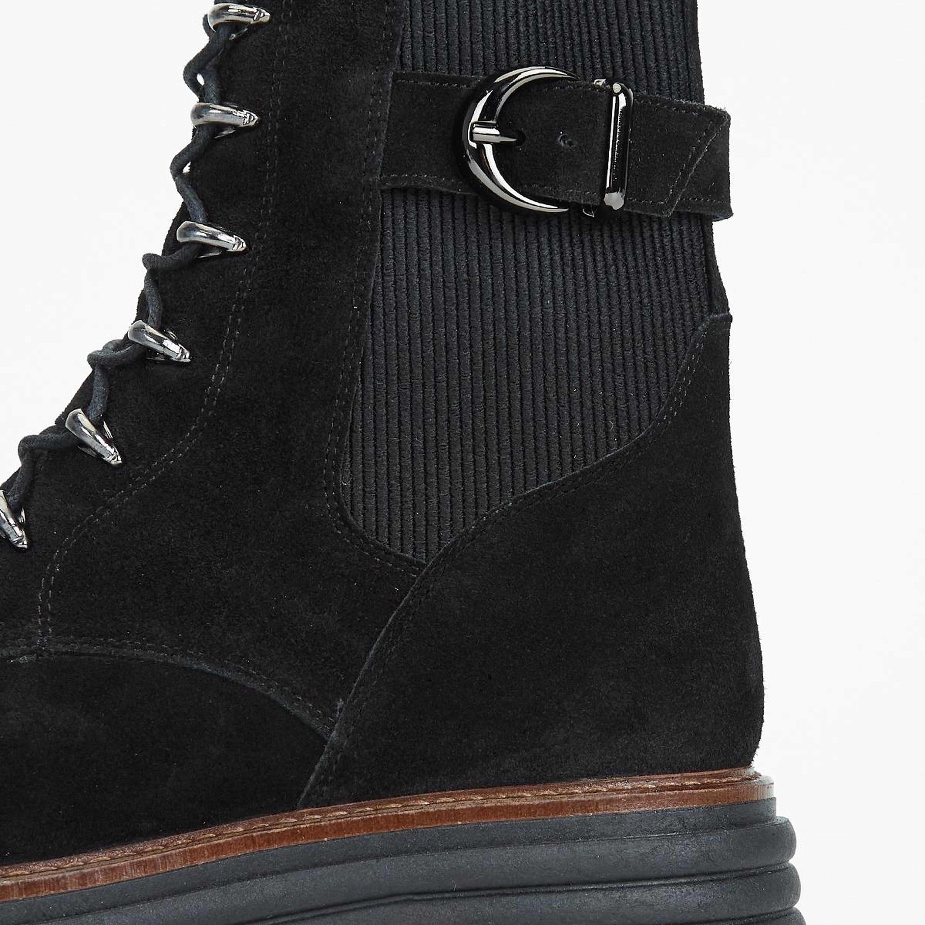 Valmenti Kadın Hakiki Deri Siyah Süet Düz Bot