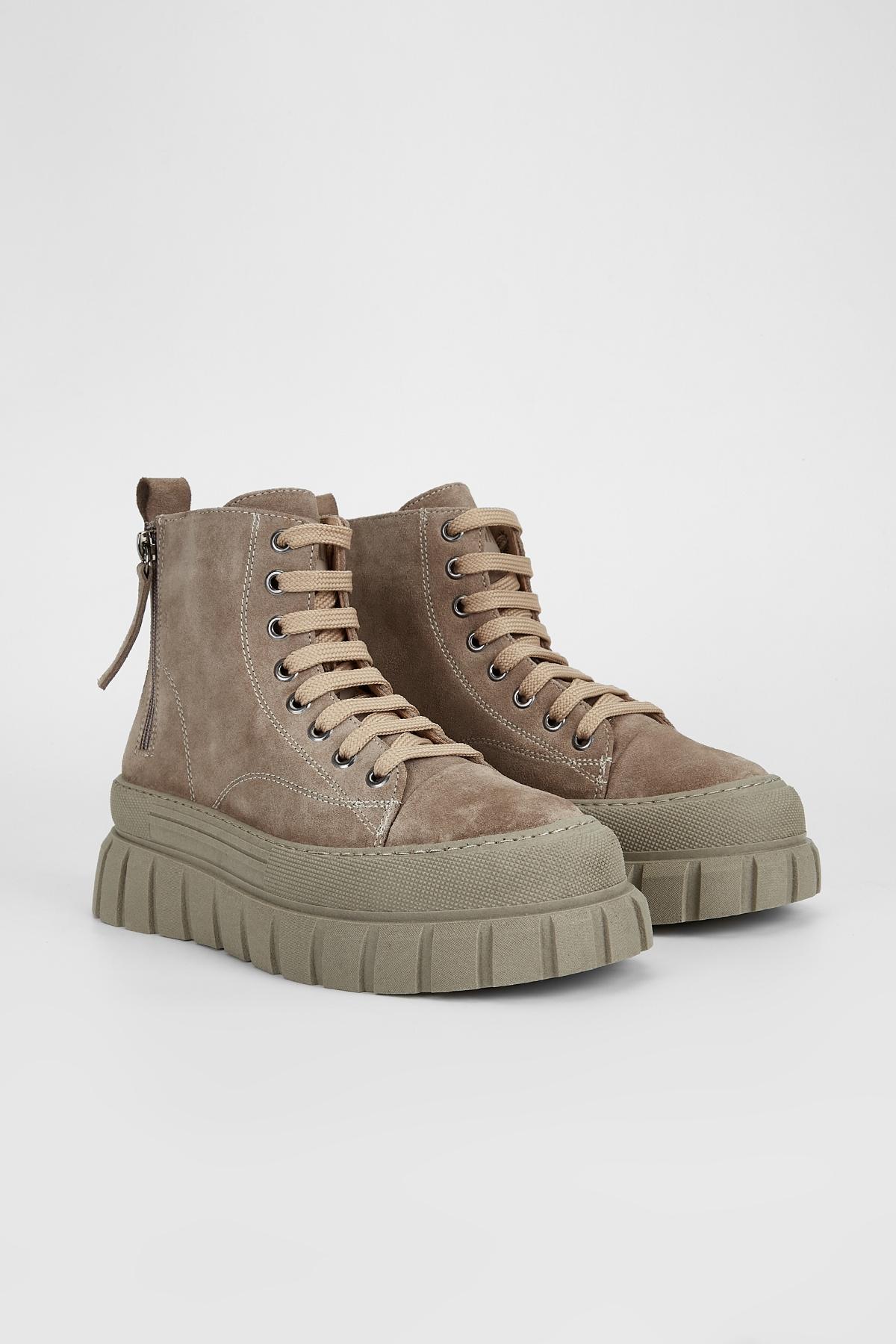 Valmenti Kadın Hakiki Deri Vizon Süet Düz Bot