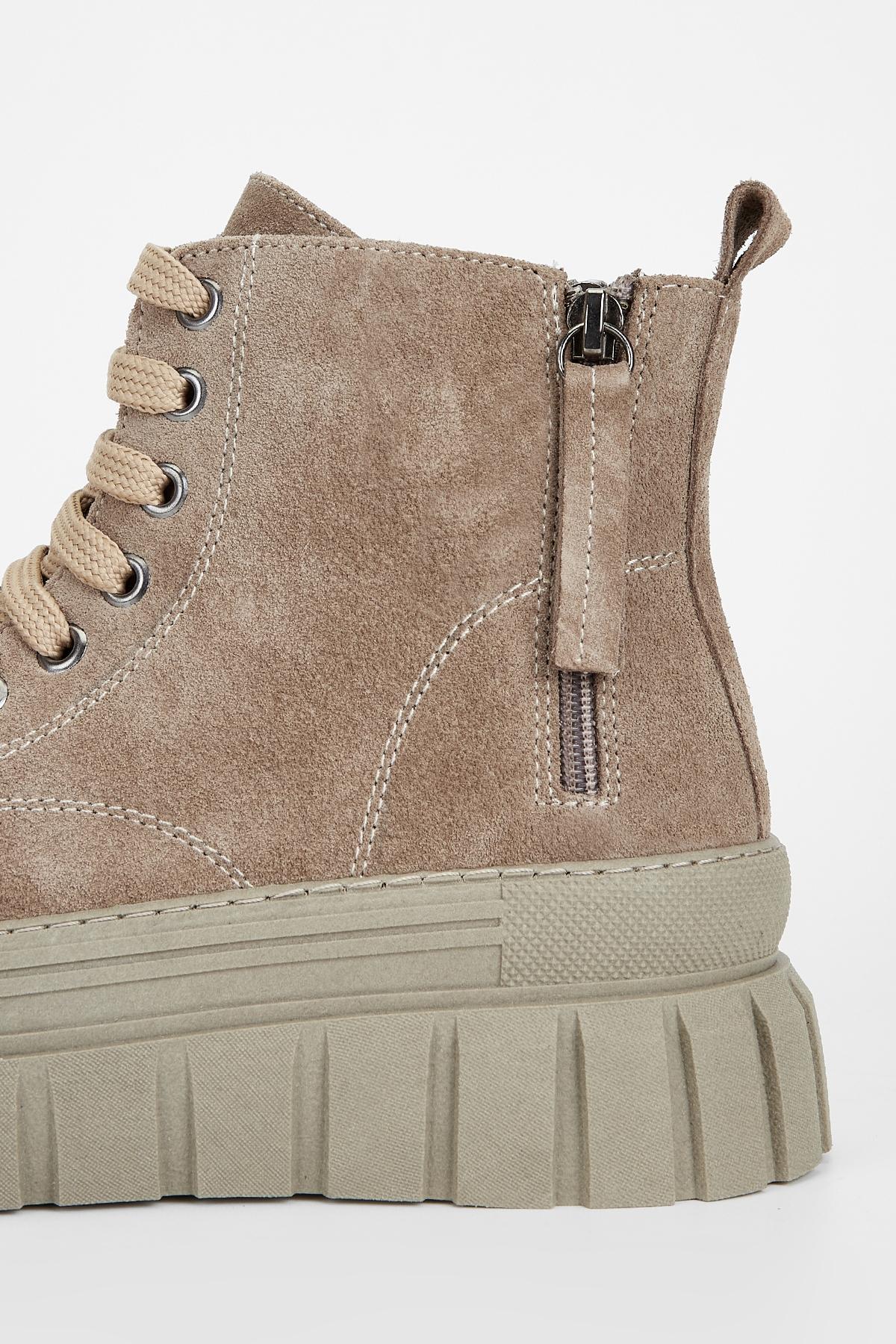 Valmenti Kadın Hakiki Deri Vizon Süet Düz Bot