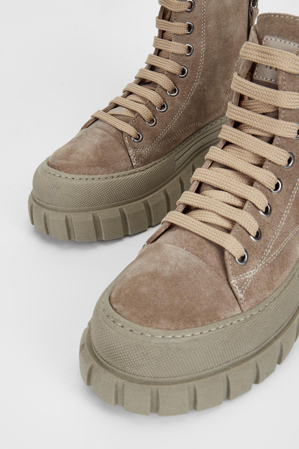 Valmenti Kadın Hakiki Deri Vizon Süet Düz Bot