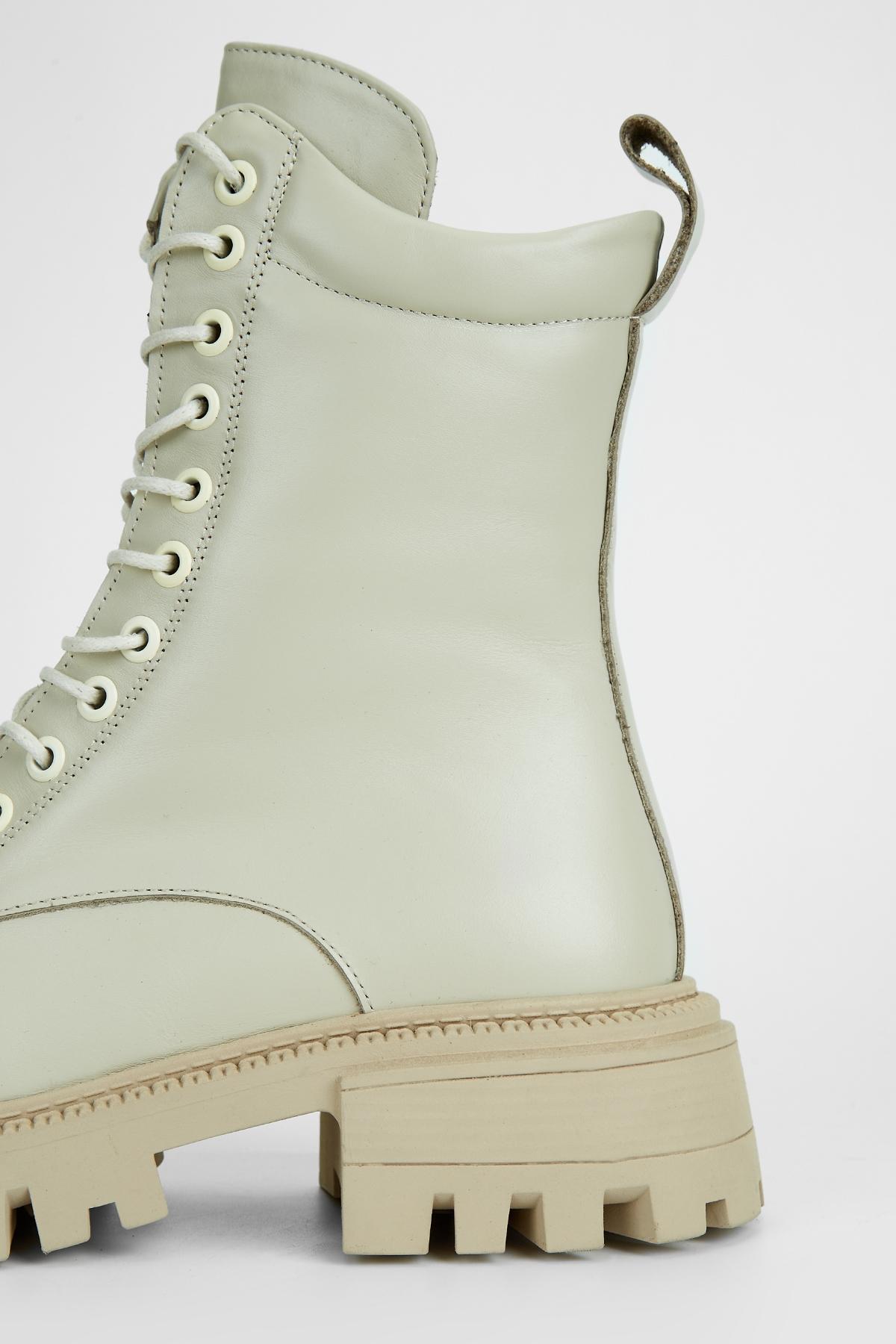 Valmenti Kadın Hakiki Deri Bej Düz Bot