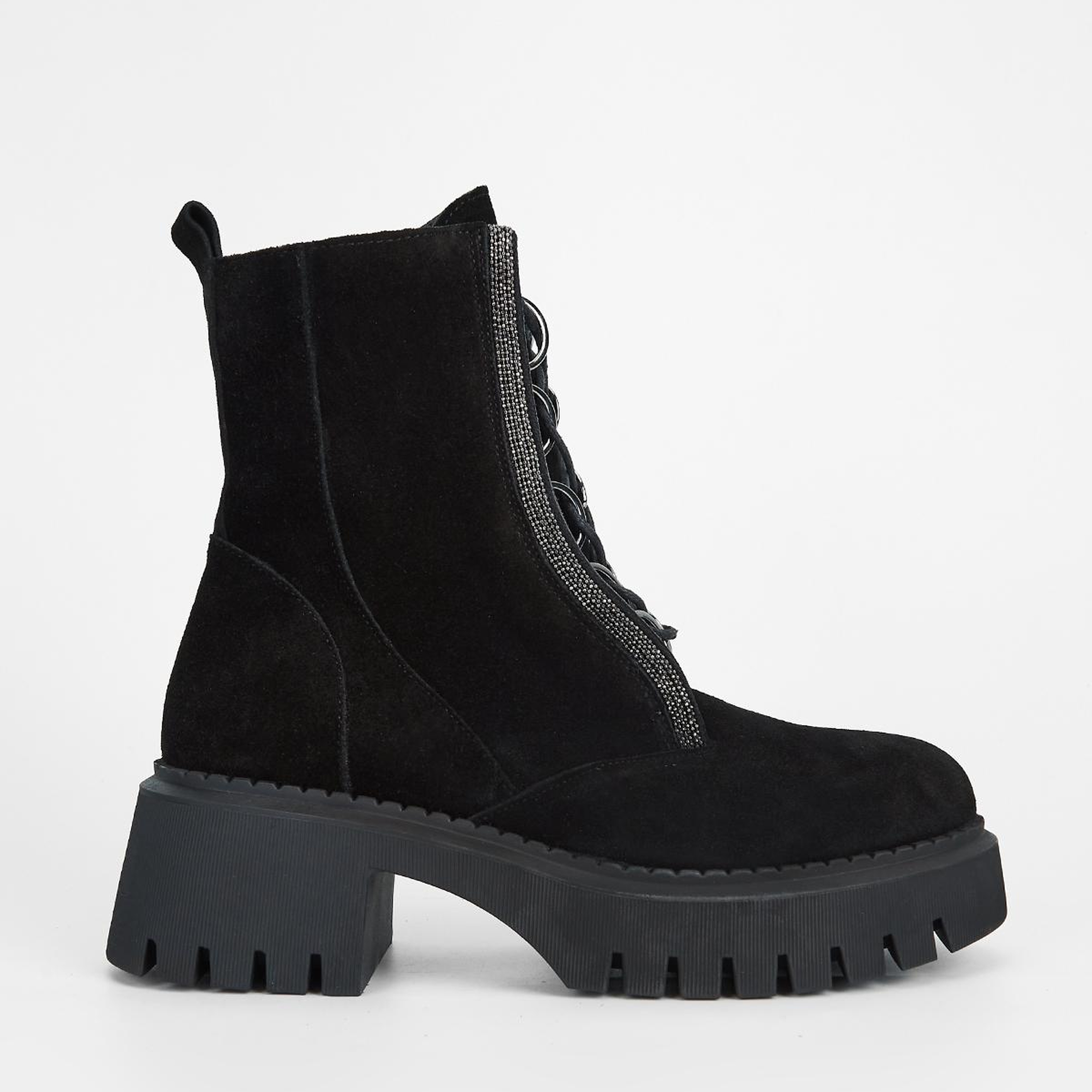 Valmenti Kadın Hakiki Deri Siyah Süet Topuklu Bot