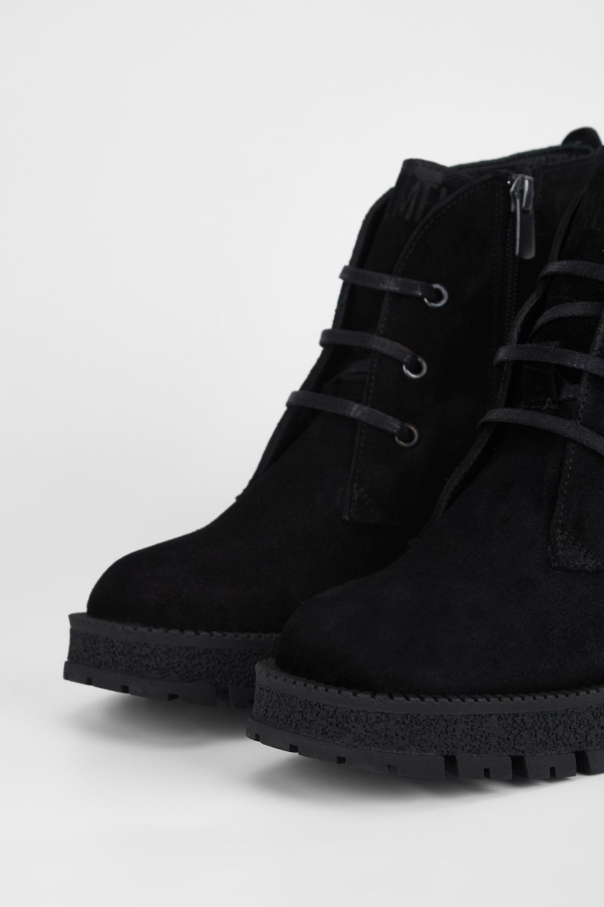 Valmenti Kadın Hakiki Deri Siyah Süet Topuklu Bot