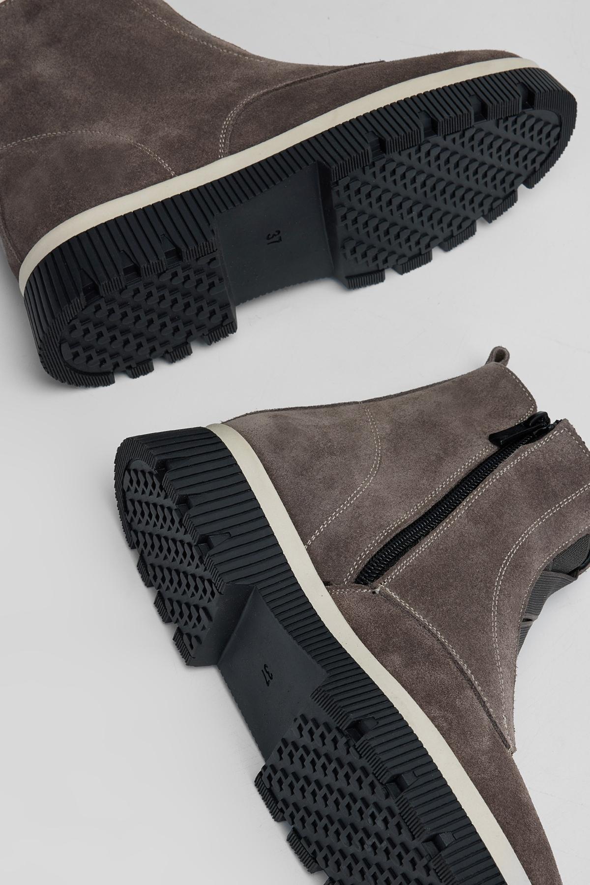 Valmenti Kadın Hakiki Deri Vizon Süet Düz Bot