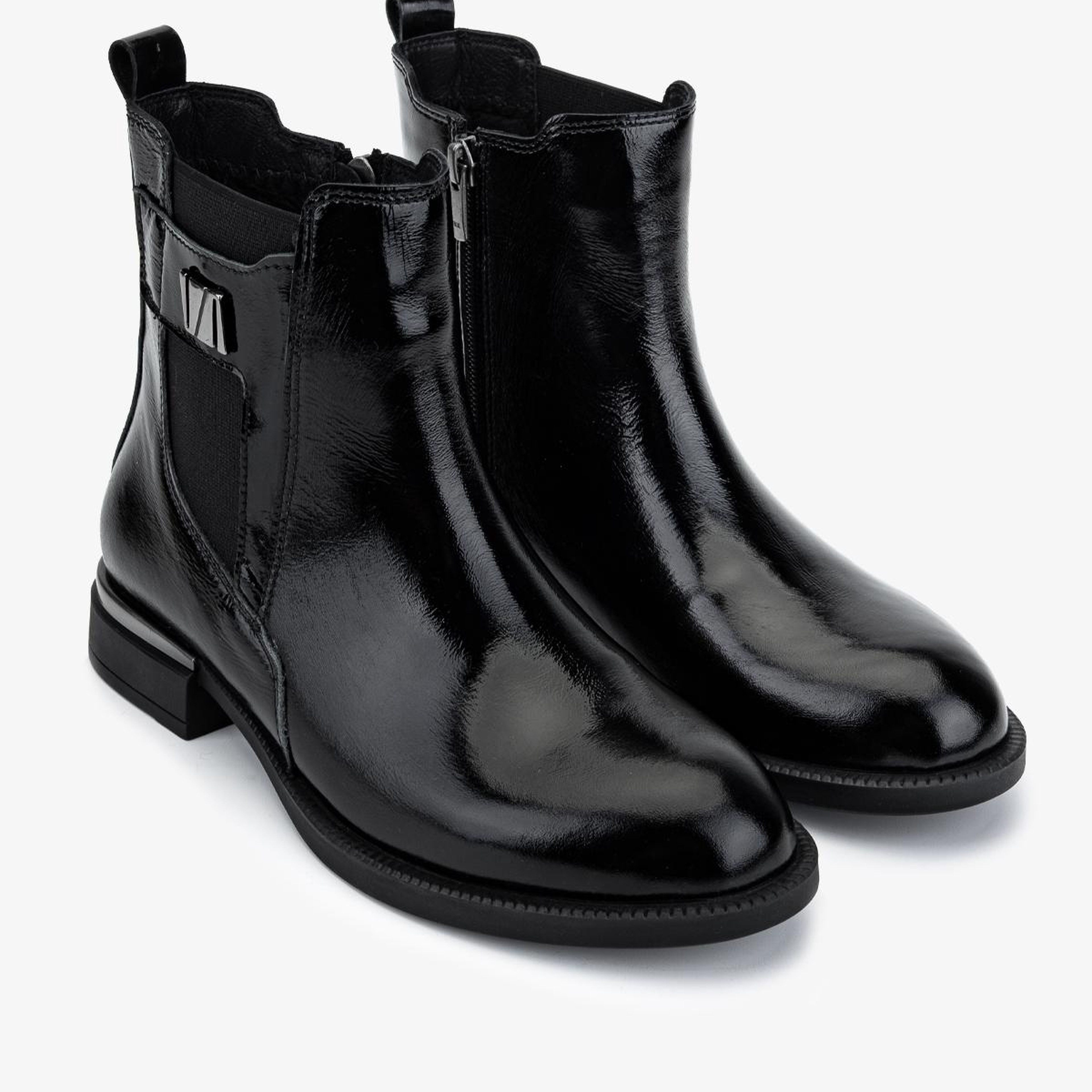 Valmenti Kadın Deri & Tekstil Siyah Rugan Düz Bot