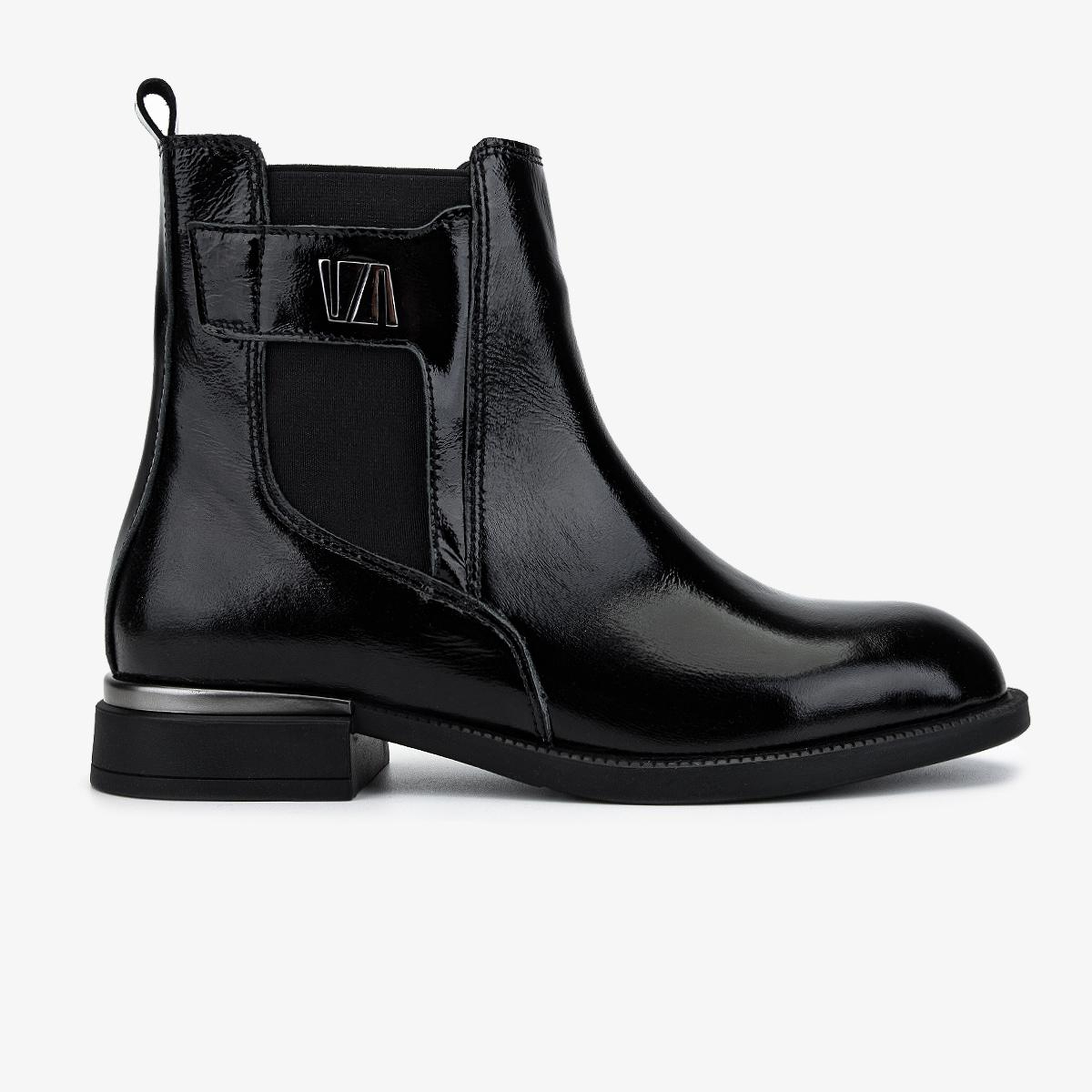 Valmenti Kadın Deri & Tekstil Siyah Rugan Düz Bot