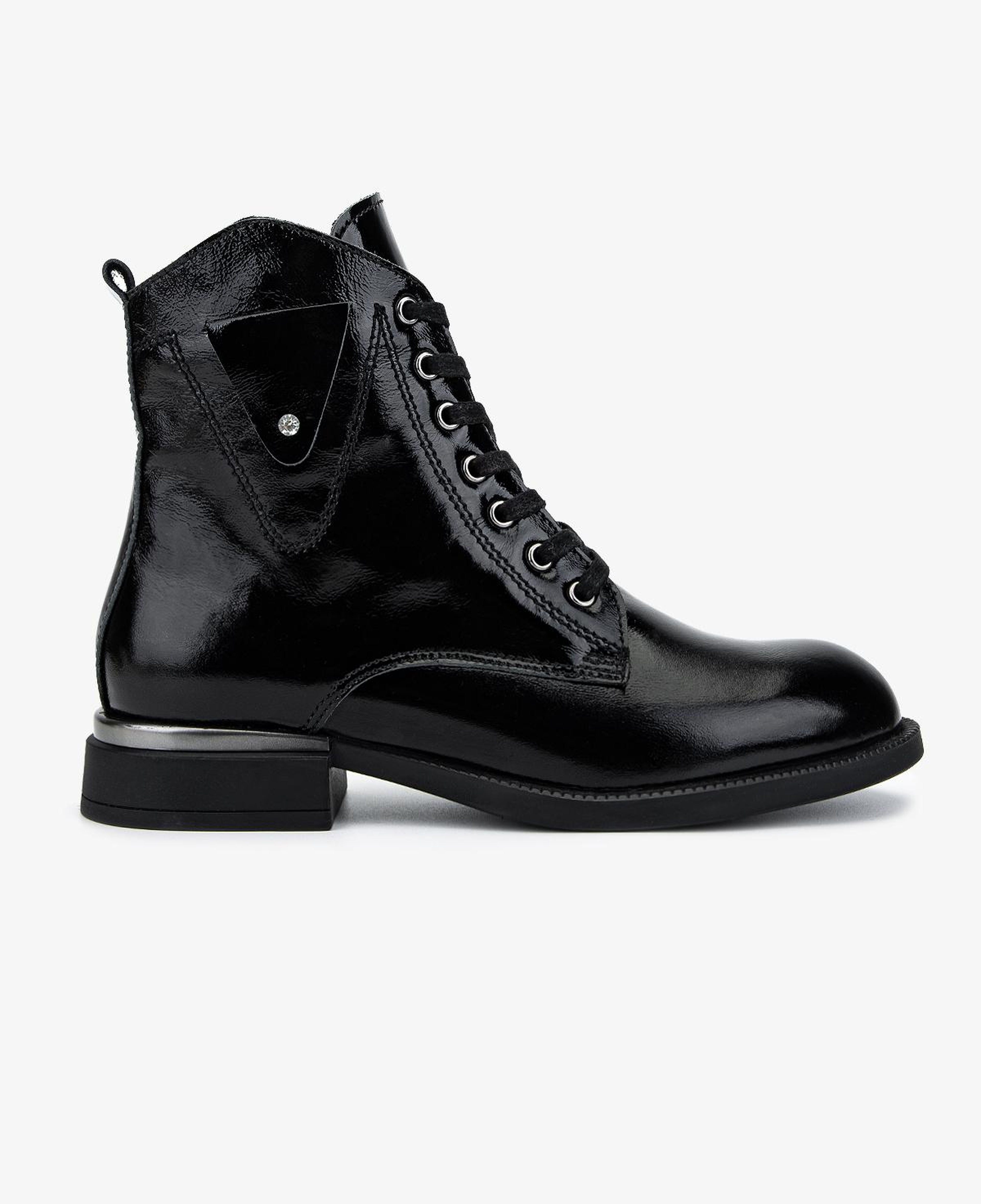 Valmenti Kadın Hakiki Deri Siyah Rugan Düz Bot