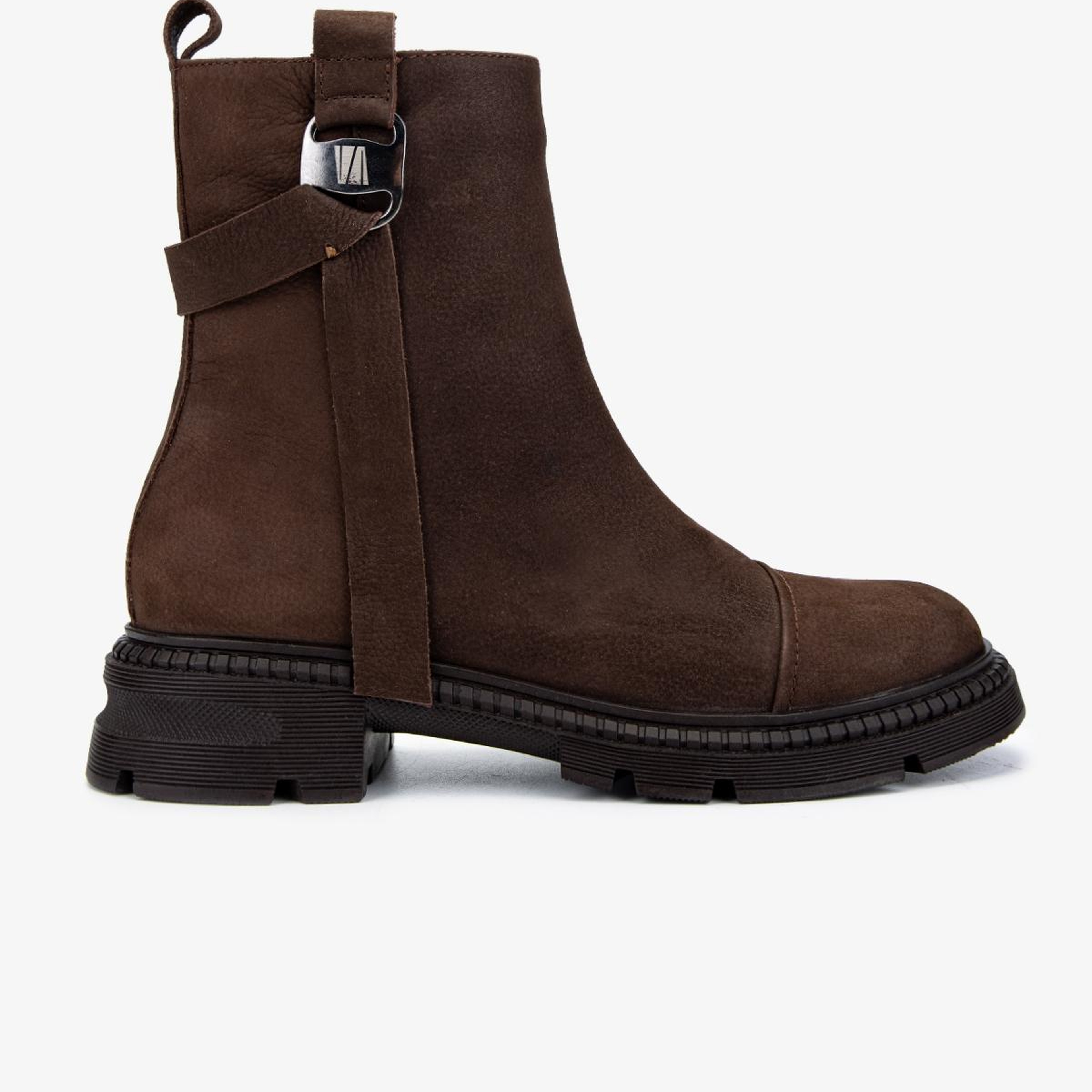 Valmenti Kadın Hakiki Deri Kahverengi Nubuk Düz Bot