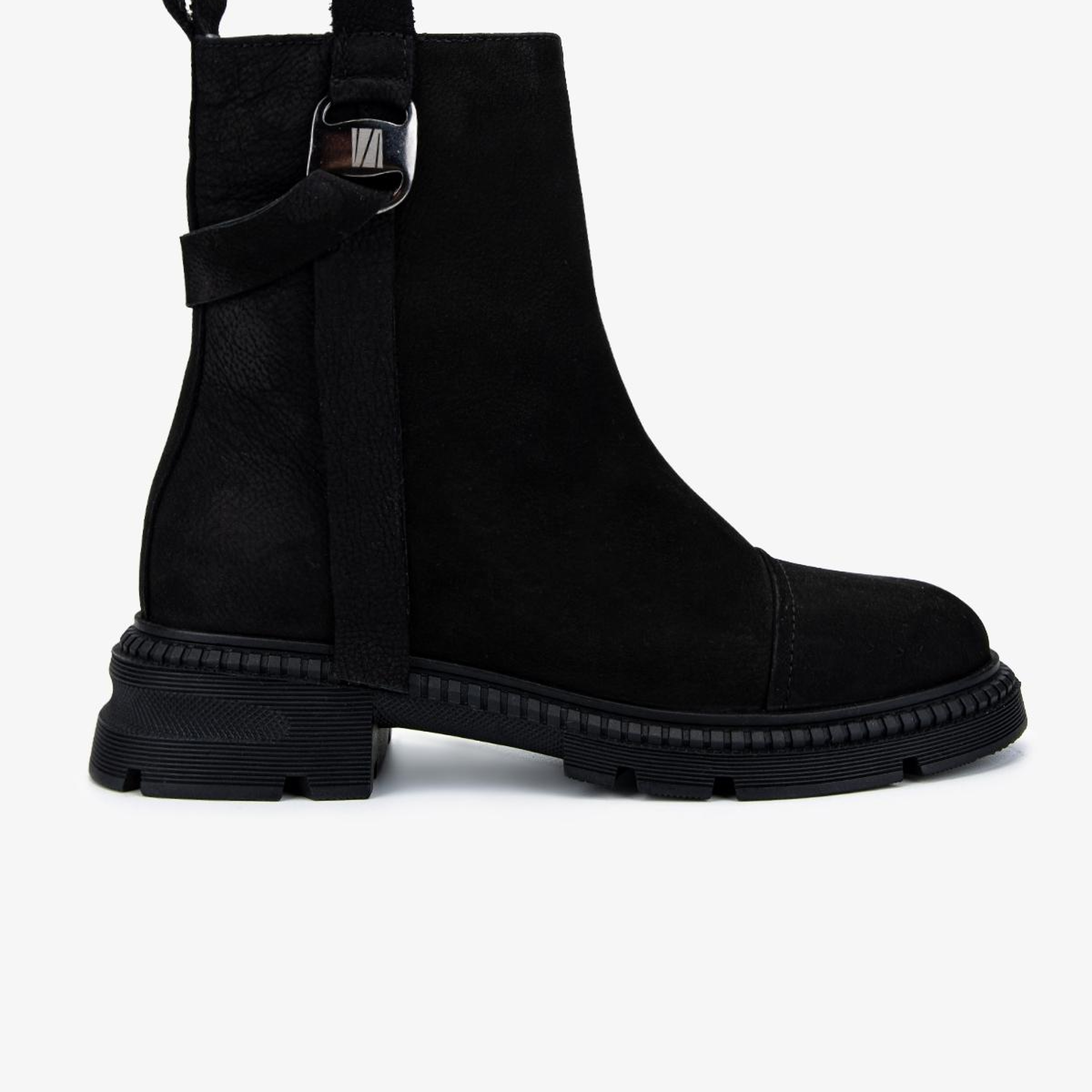 Valmenti Kadın Hakiki Deri Siyah Nubuk Düz Bot