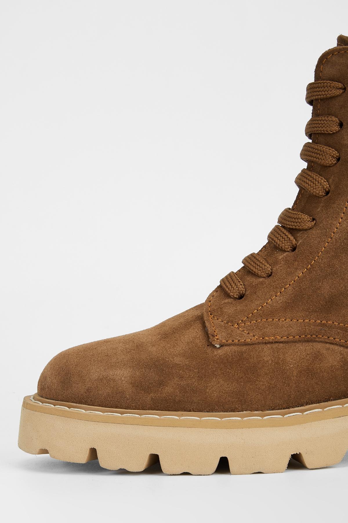 Valmenti Kadın Hakiki Deri Taba Süet Düz Bot