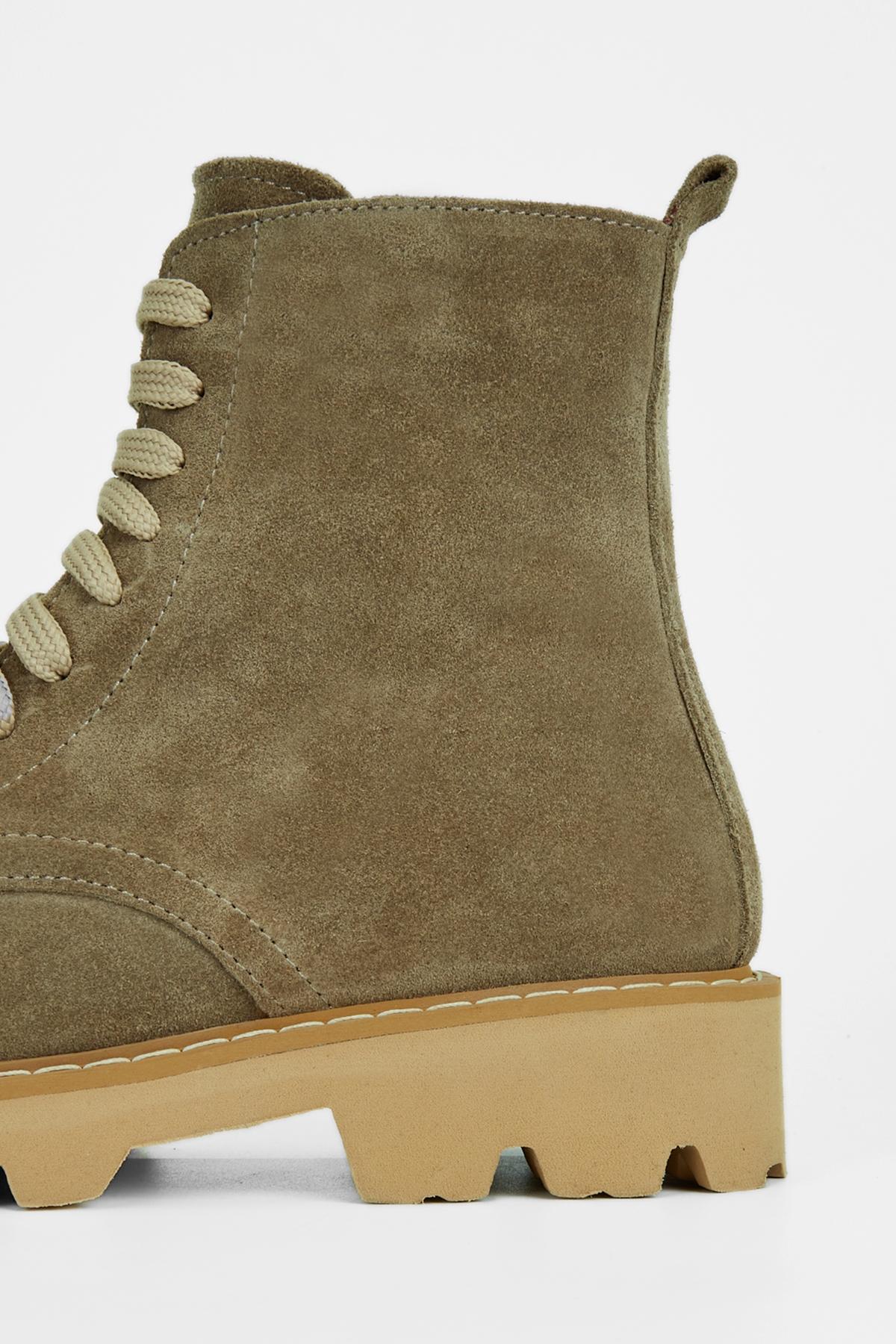 Valmenti Kadın Hakiki Deri Bej Süet Düz Bot