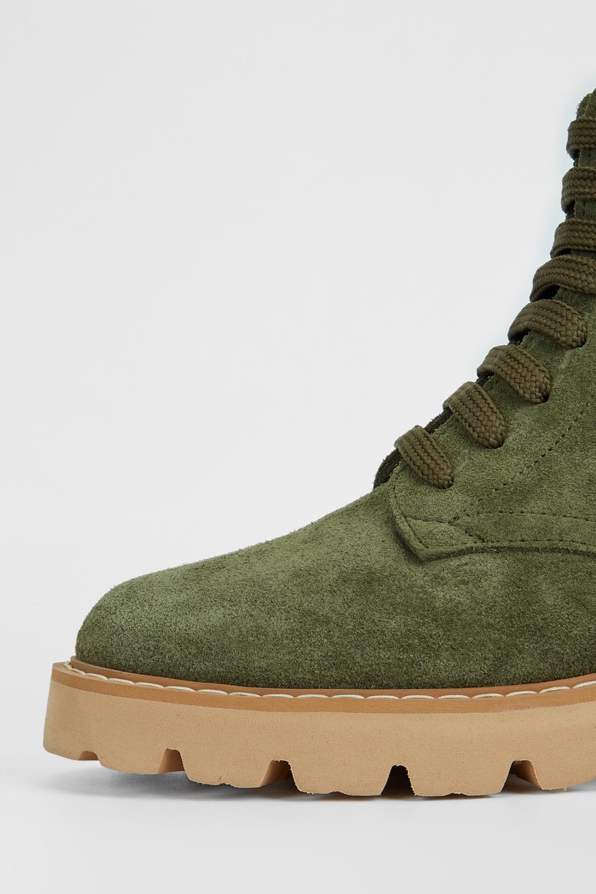 Valmenti Kadın Hakiki Deri Haki Süet Düz Bot