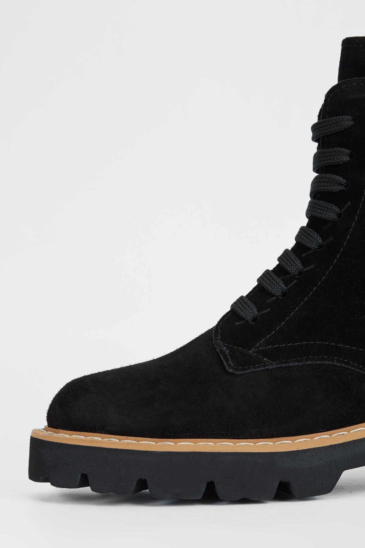 Valmenti Kadın Hakiki Deri Siyah Süet Düz Bot