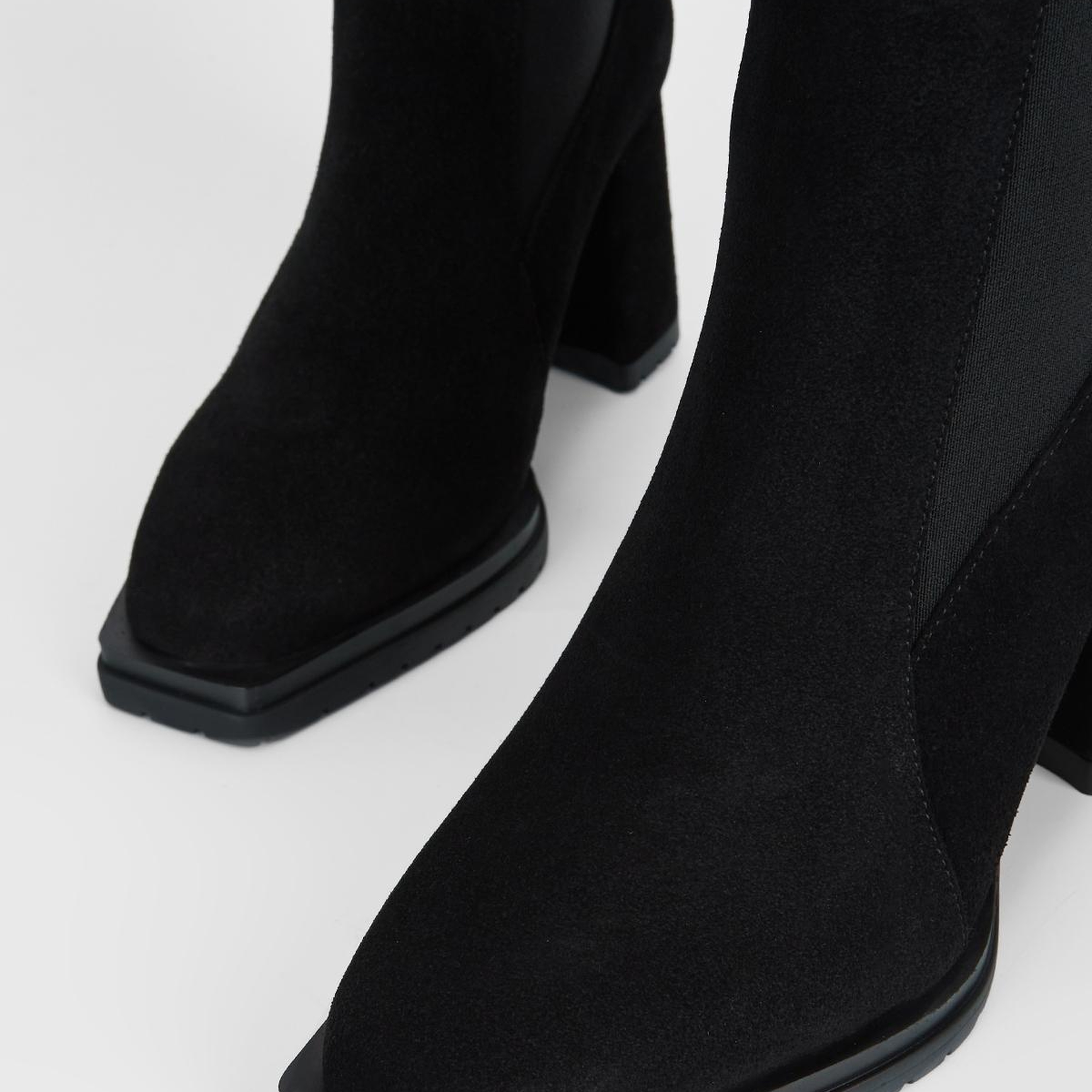 Valmenti Kadın Hakiki Deri Siyah Süet Topuklu Bot