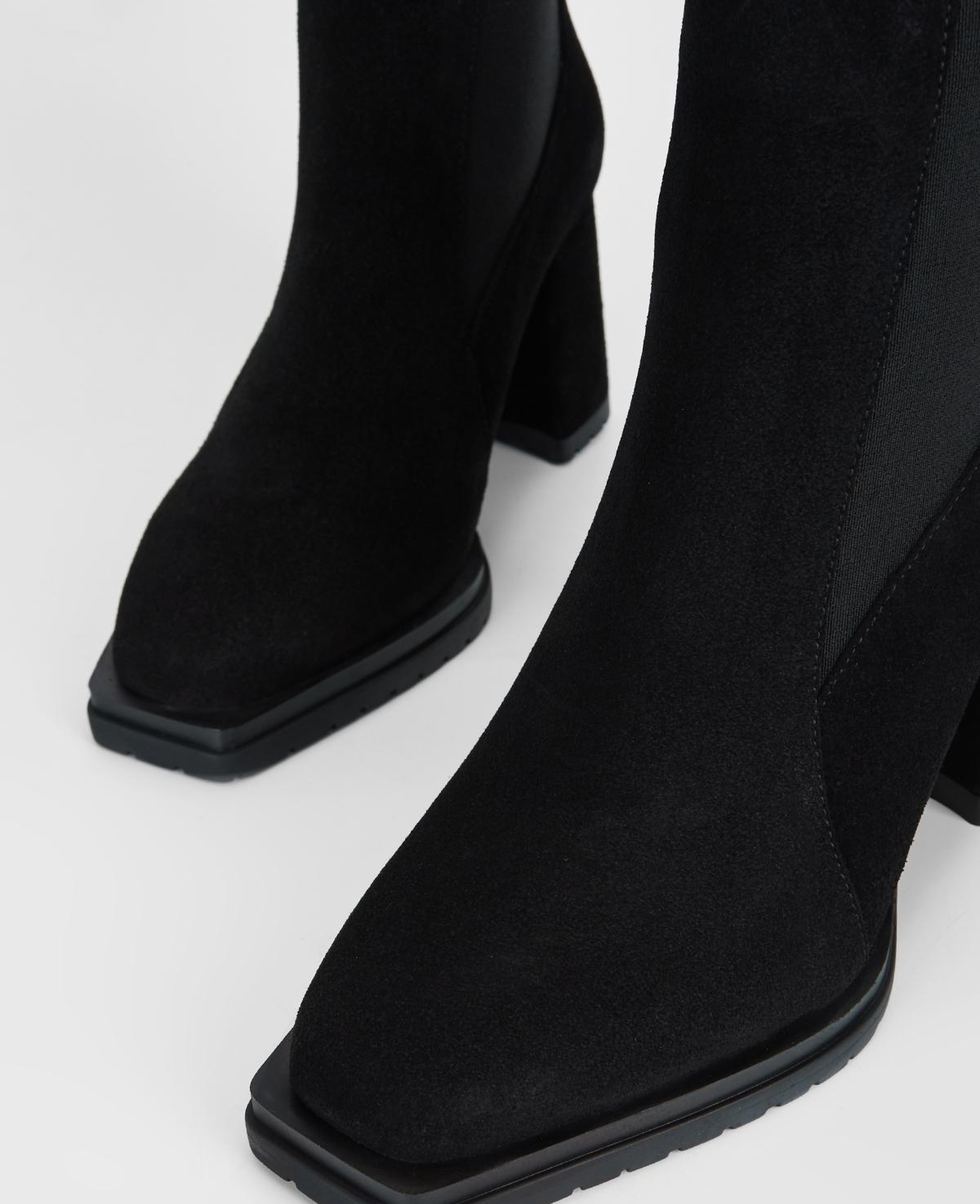 Valmenti Kadın Hakiki Deri Siyah Süet Topuklu Bot