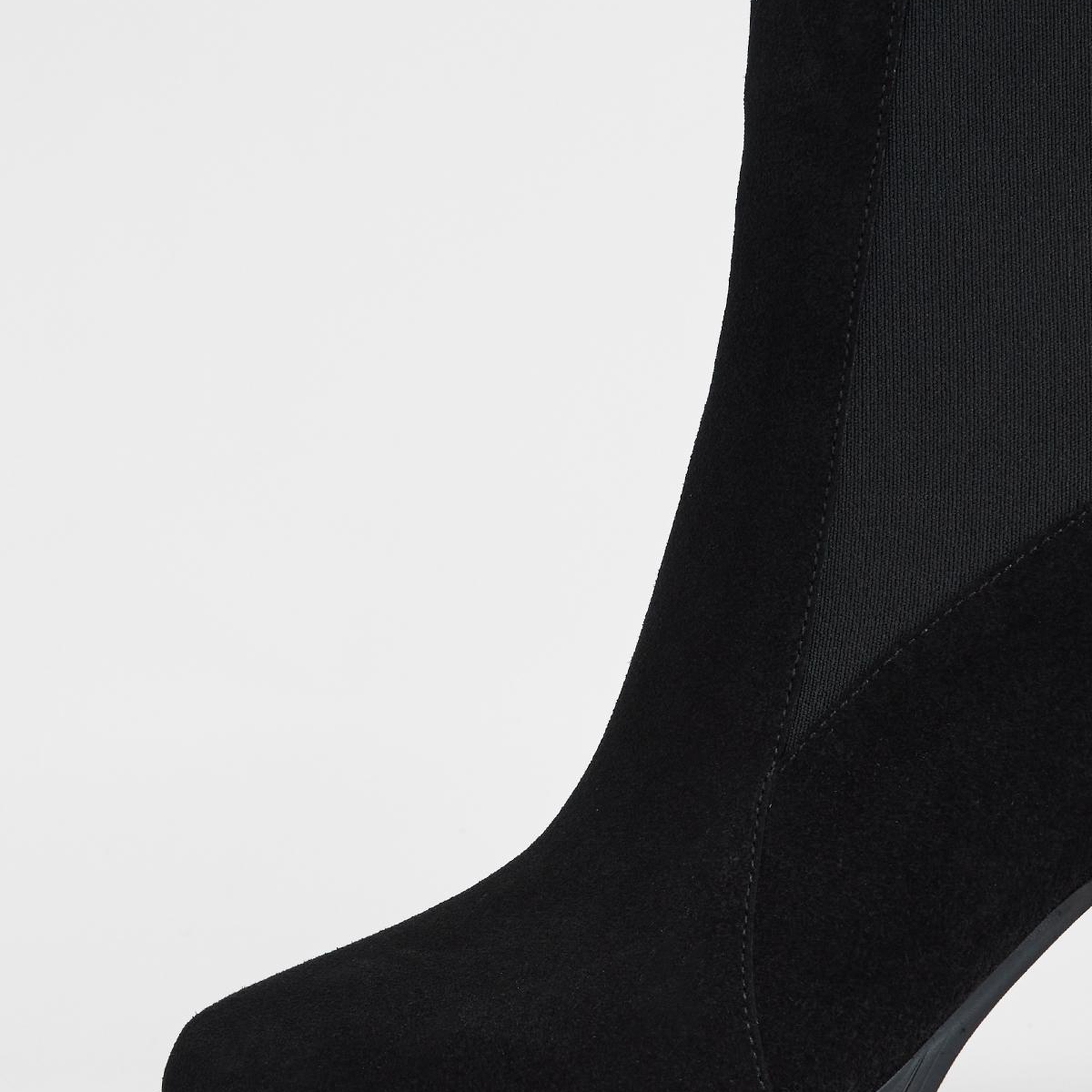 Valmenti Kadın Hakiki Deri Siyah Süet Topuklu Bot