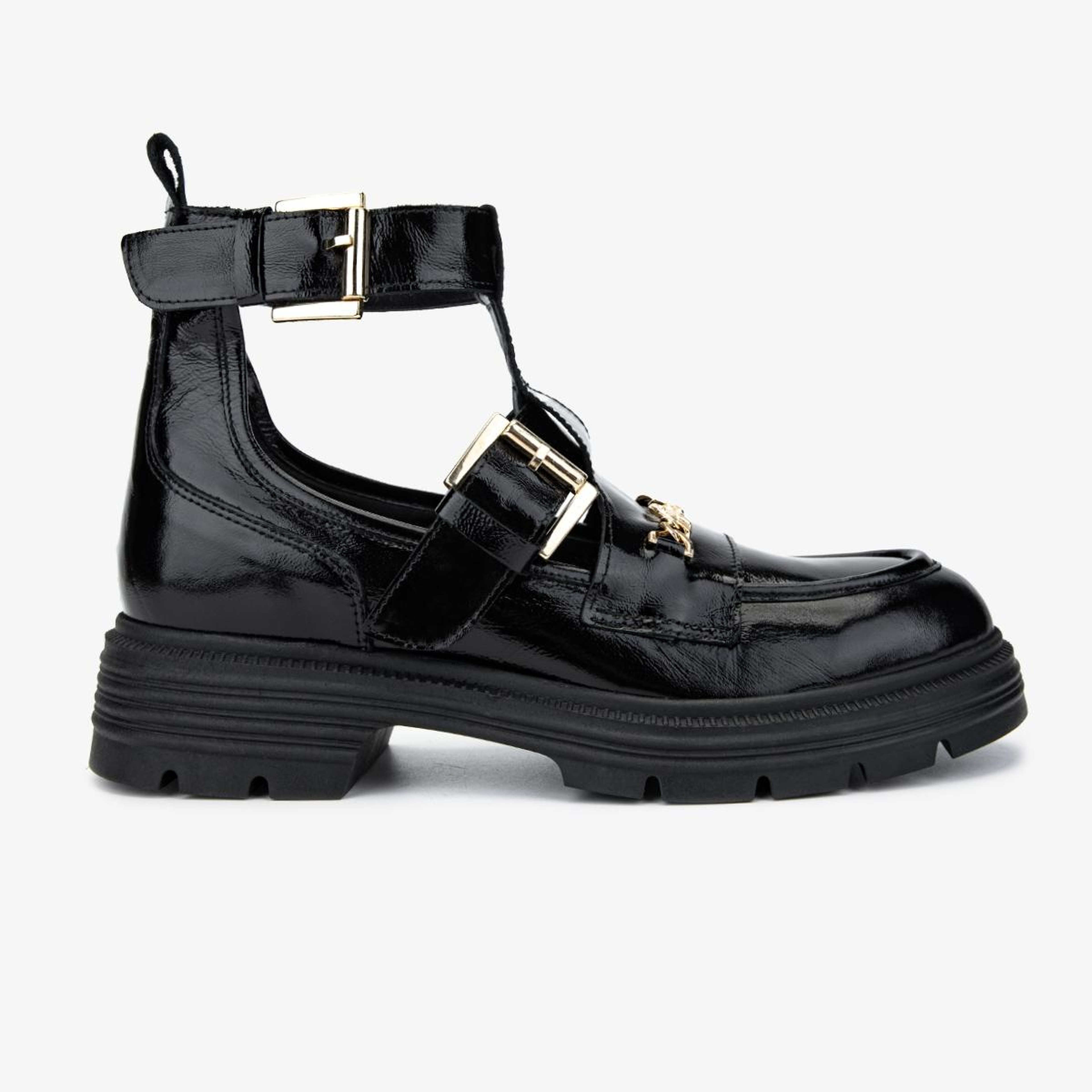 Valmenti Kadın Hakiki Deri Siyah Kırışık Rugan Düz Bot