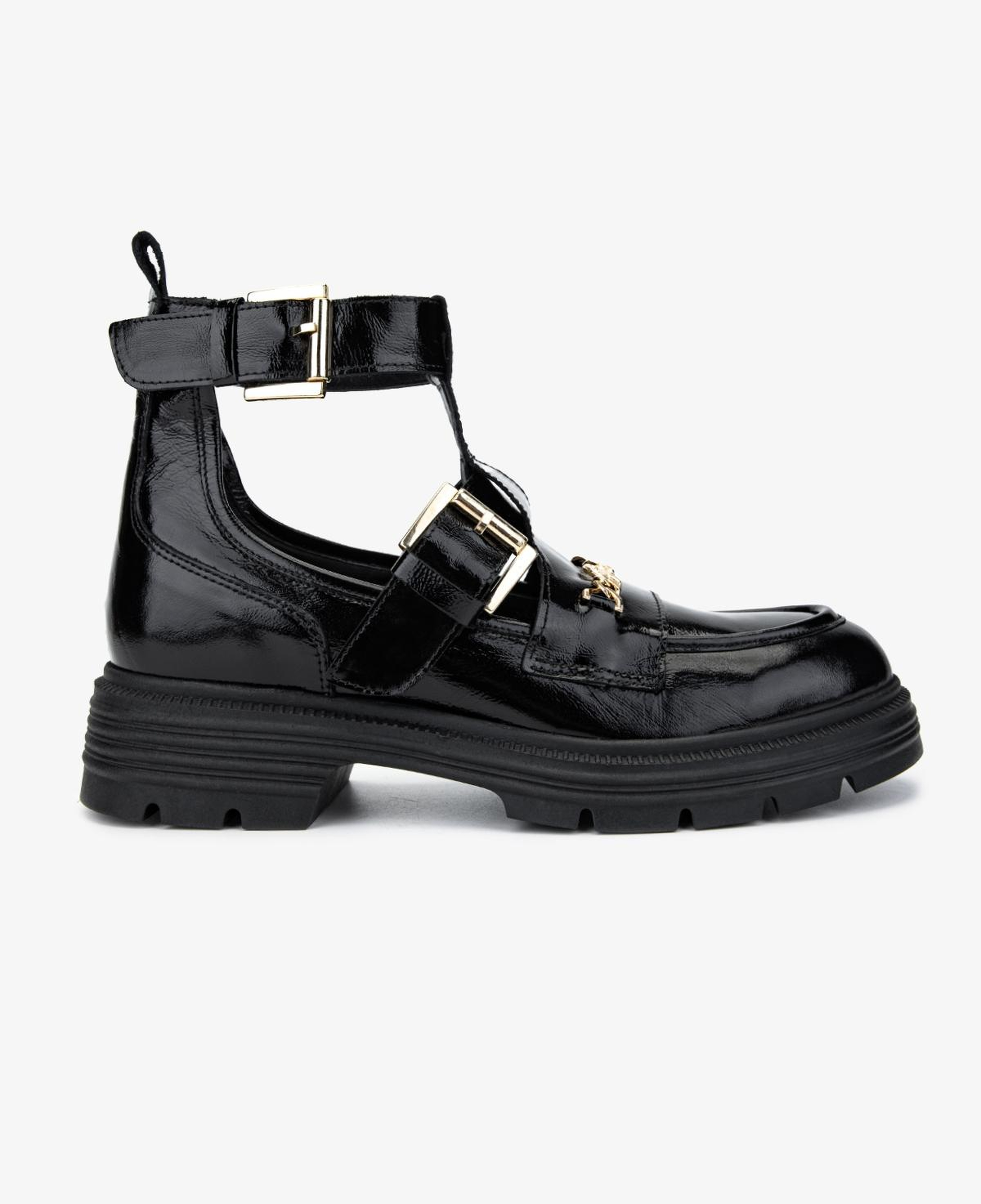 Valmenti Kadın Hakiki Deri Siyah Kırışık Rugan Düz Bot