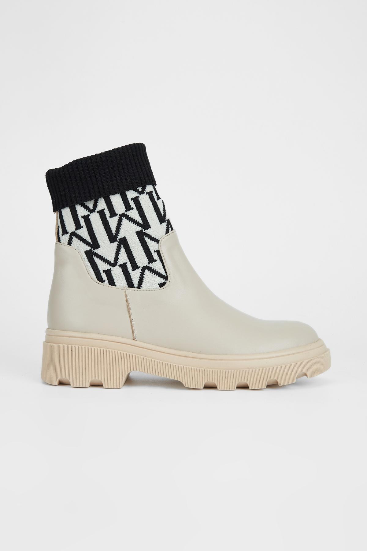 Valmenti Kadın Hakiki Deri Bej Düz Bot