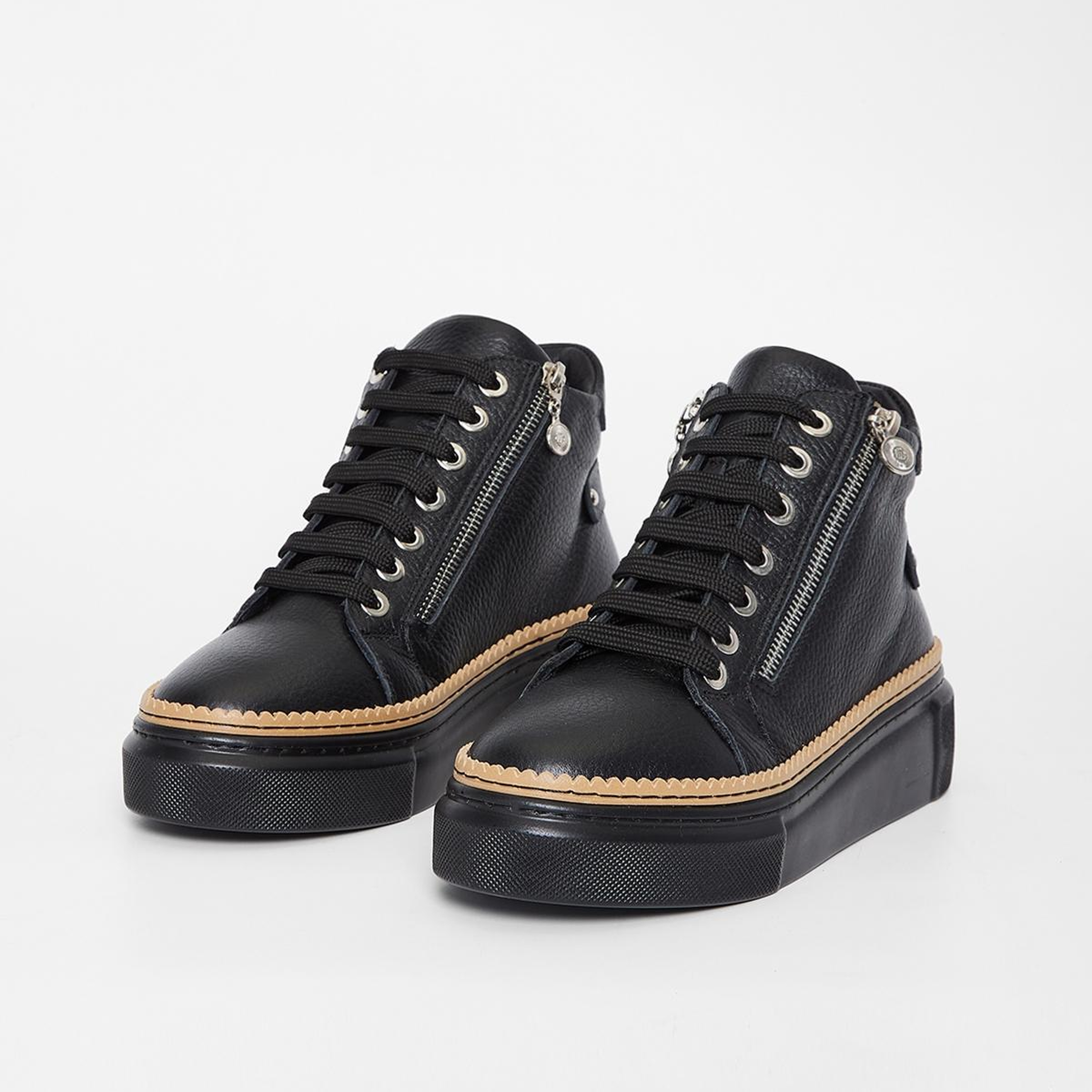 Valmenti Kadın Hakiki Deri Siyah Floter Düz Bot