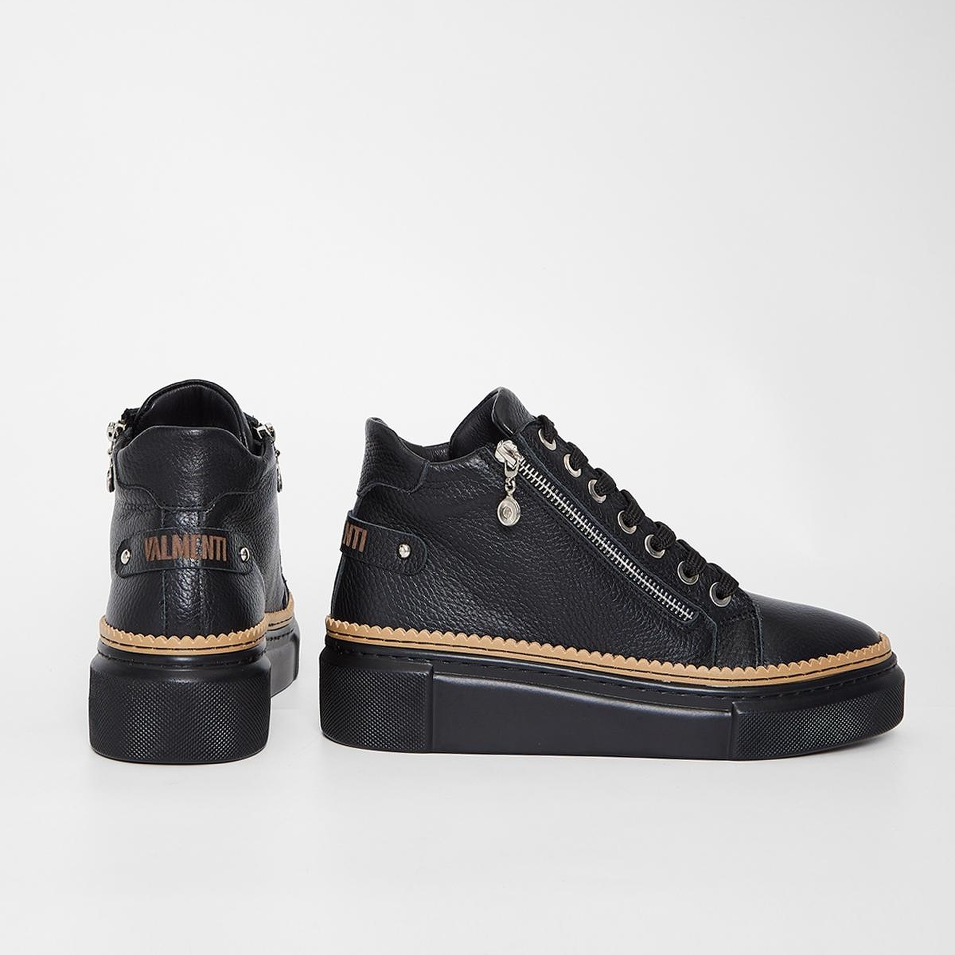 Valmenti Kadın Hakiki Deri Siyah Floter Düz Bot