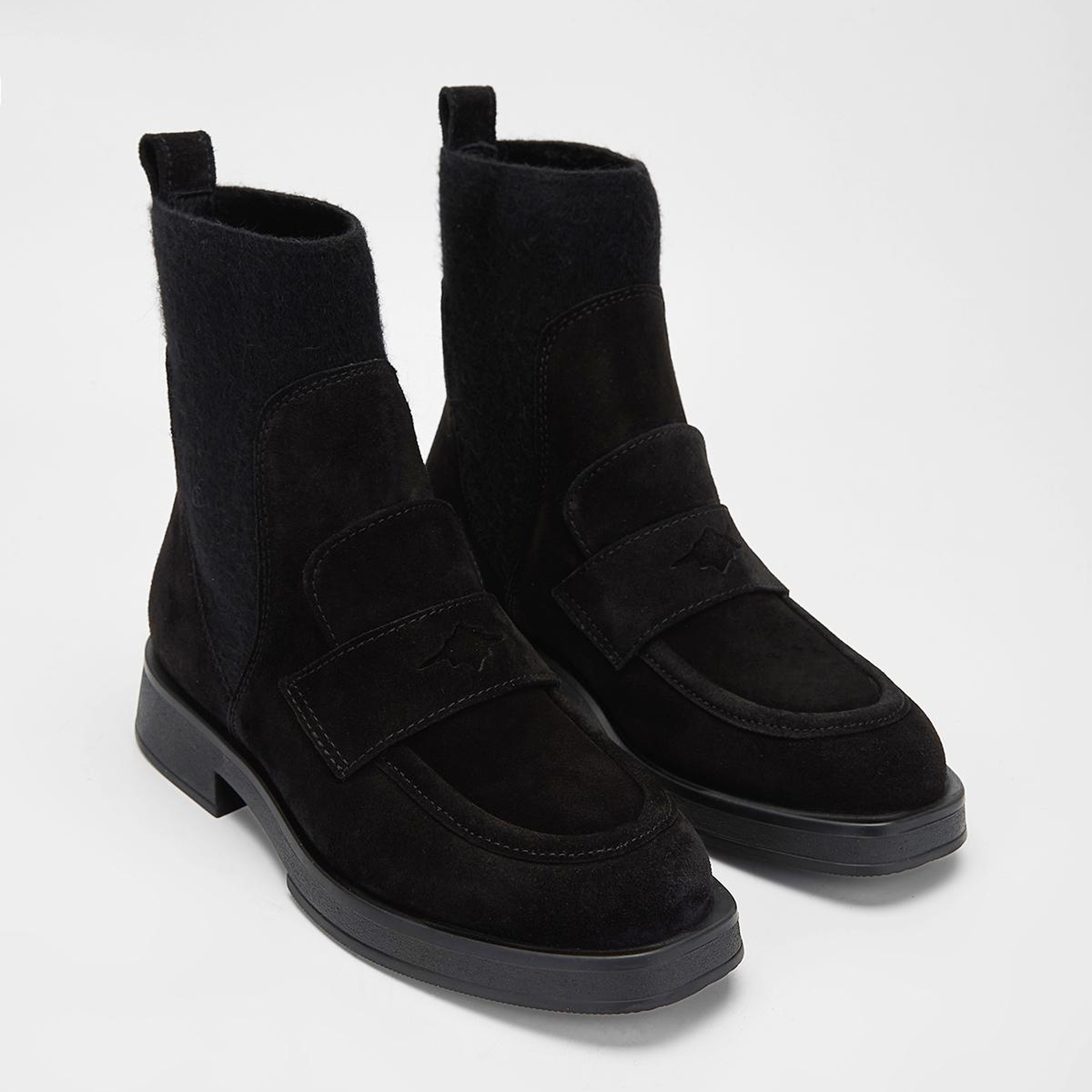 Valmenti Kadın Hakiki Deri Siyah Süet Düz Bot