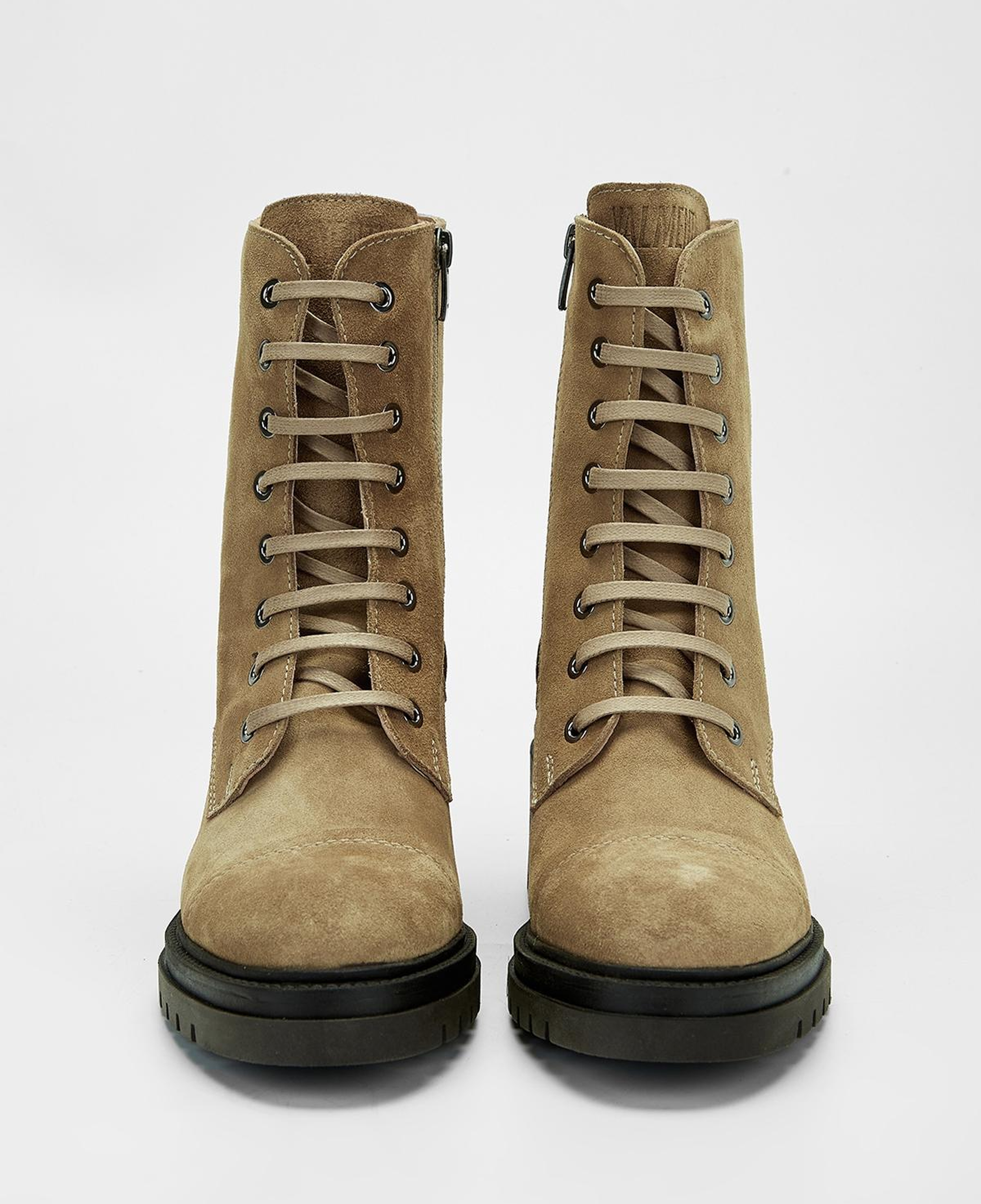 Valmenti Kadın Hakiki Deri Bej Süet Topuklu Bot