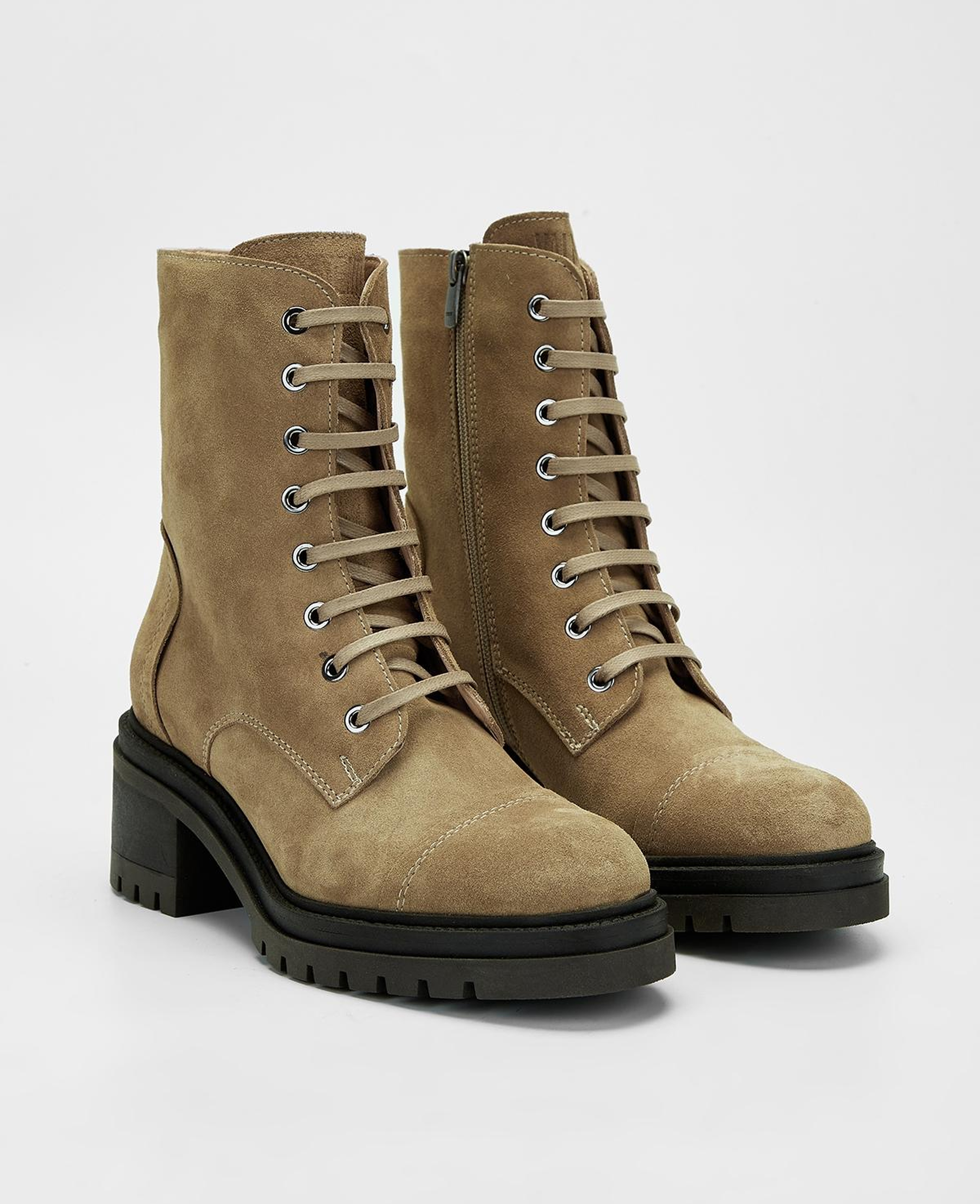 Valmenti Kadın Hakiki Deri Bej Süet Topuklu Bot