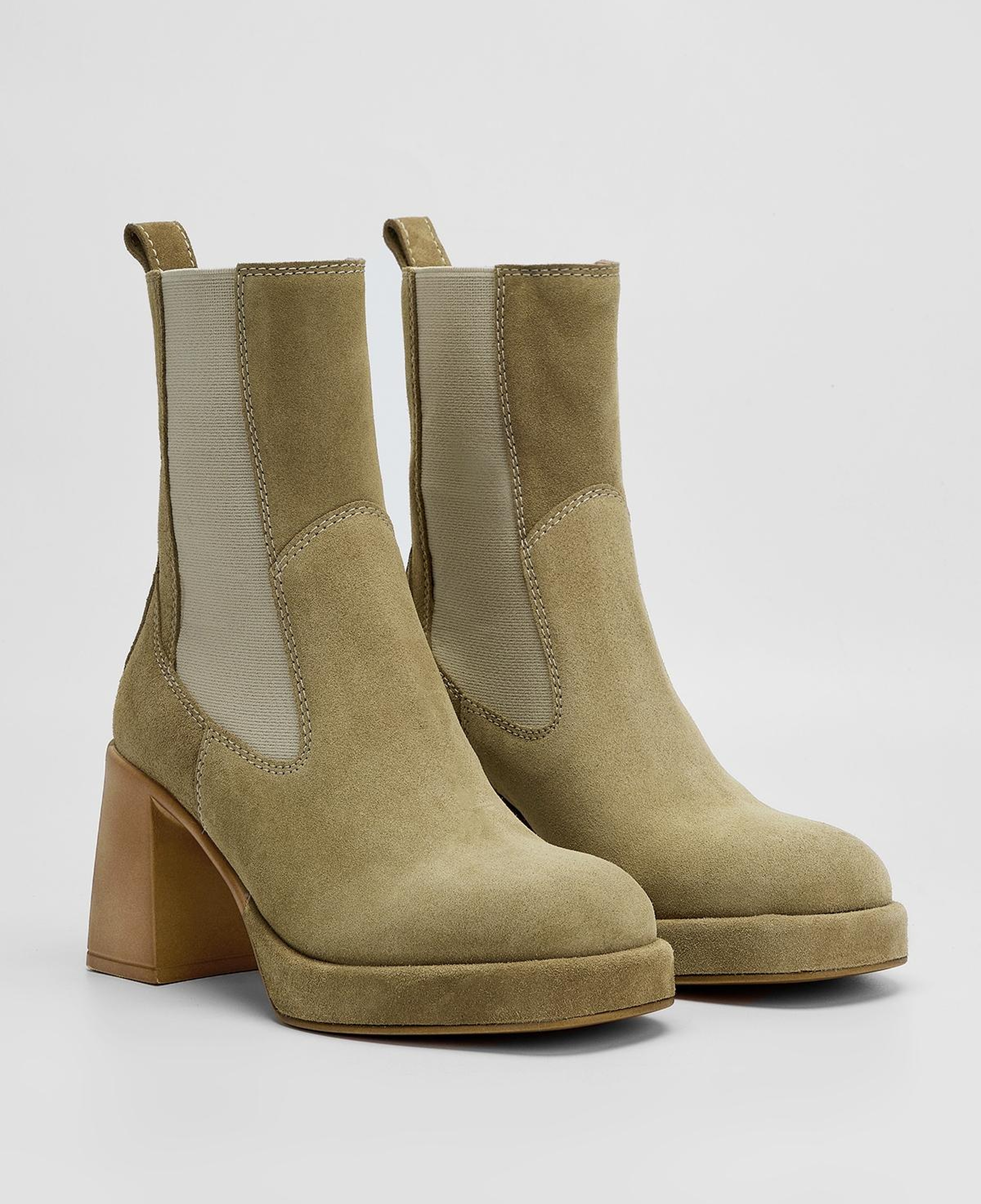 Valmenti Kadın Hakiki Deri Bej Süet Topuklu Bot