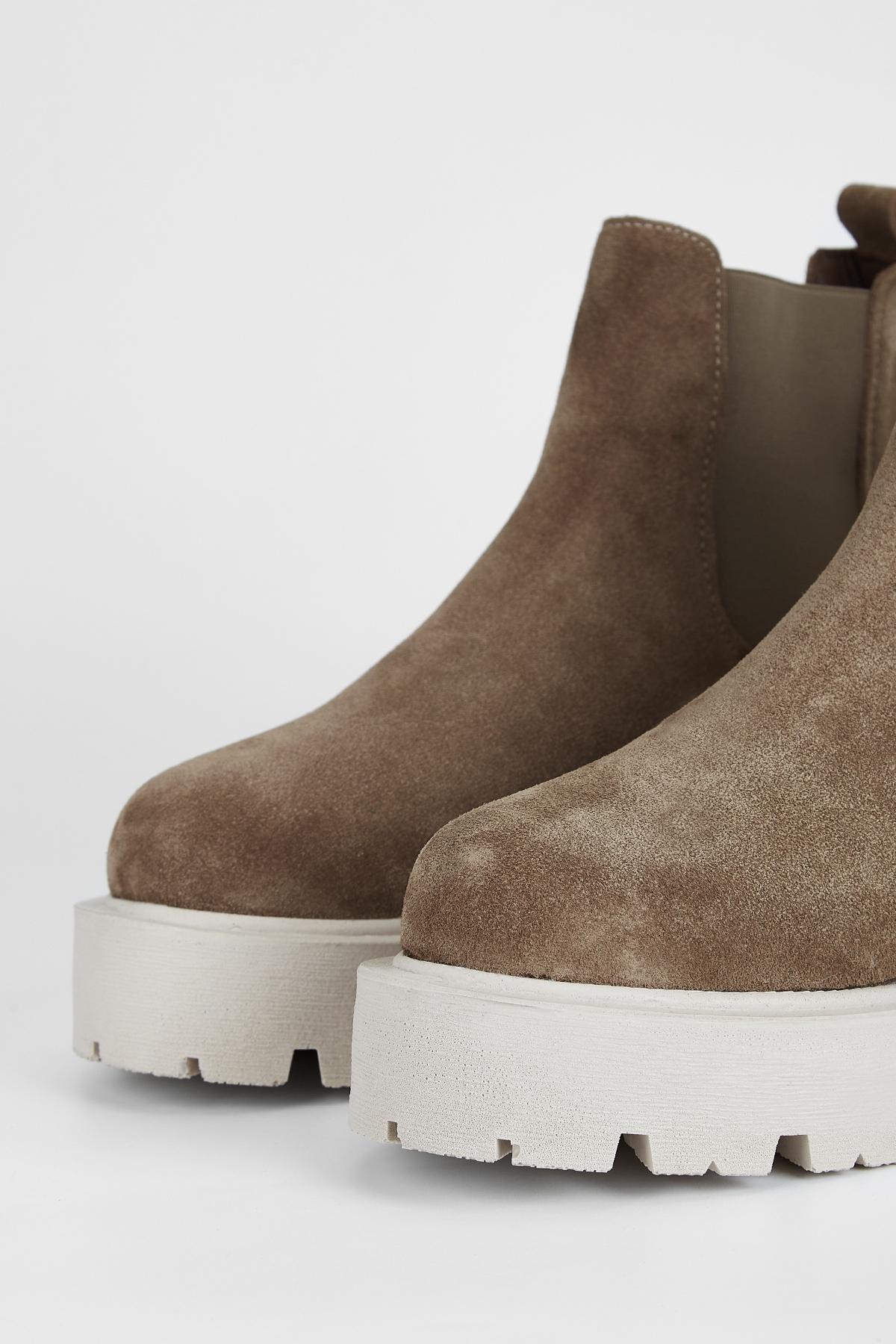 Valmenti Kadın Hakiki Deri Vizon Süet Düz Bot