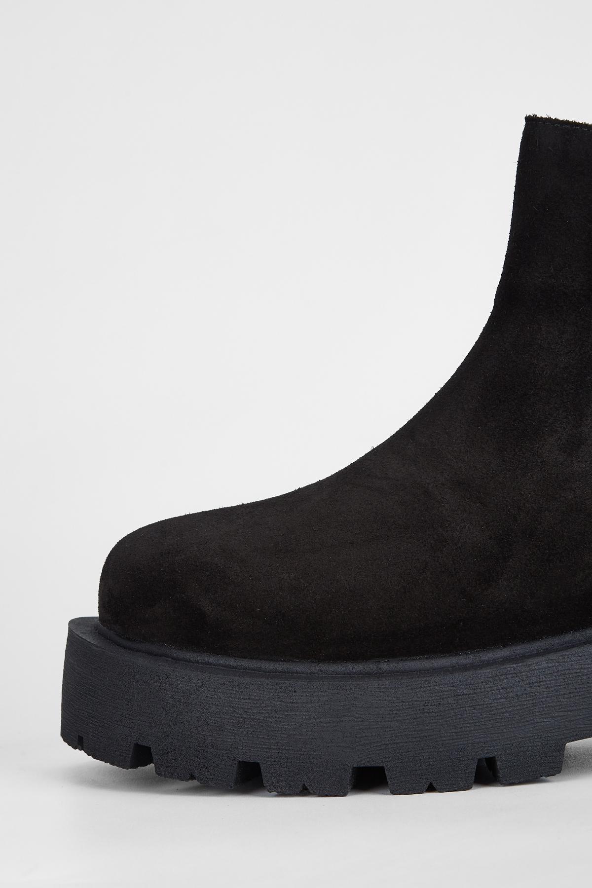 Valmenti Kadın Hakiki Deri Siyah Süet Düz Bot