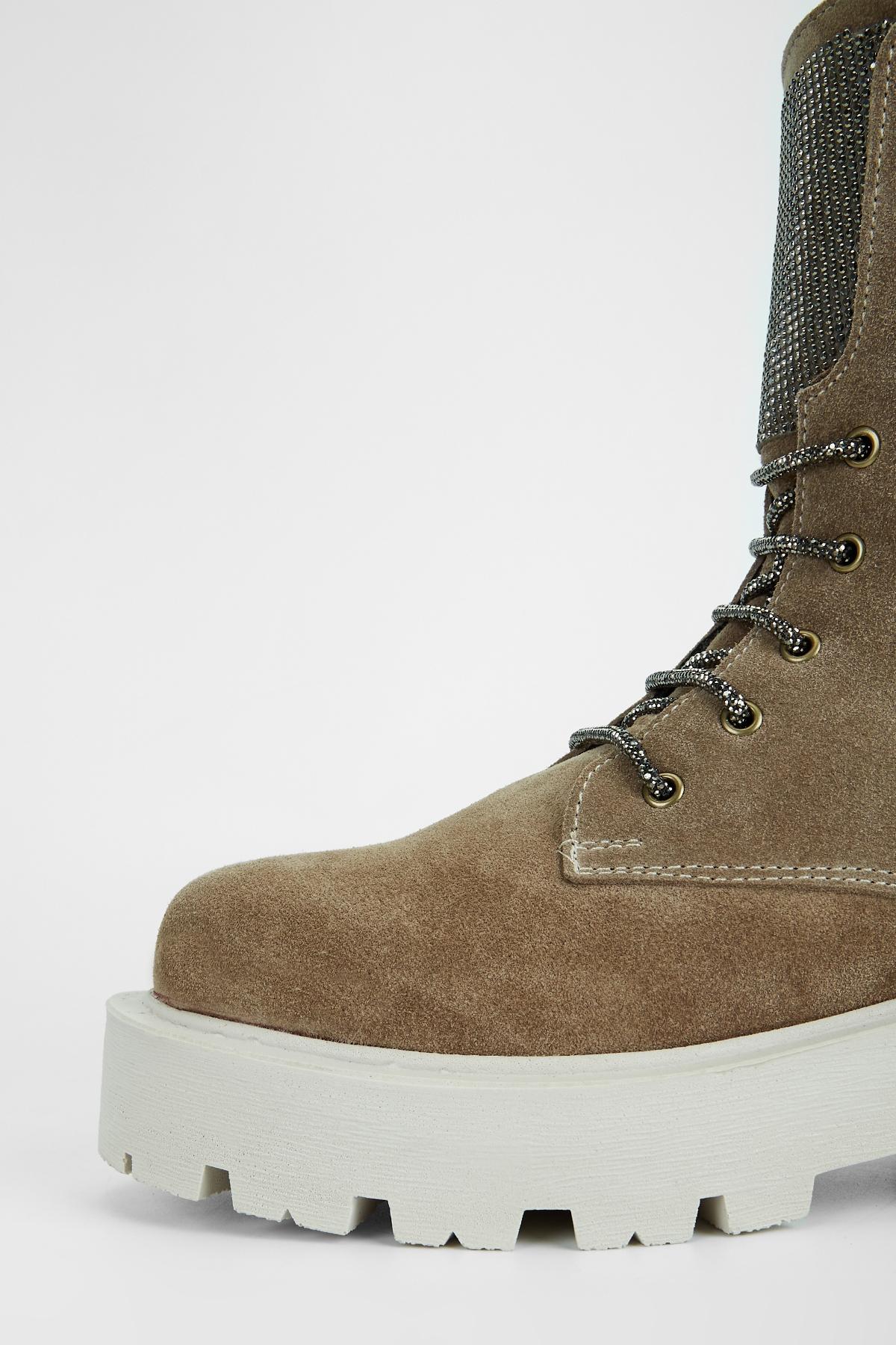 Valmenti Kadın Hakiki Deri Vizon Süet Düz Bot