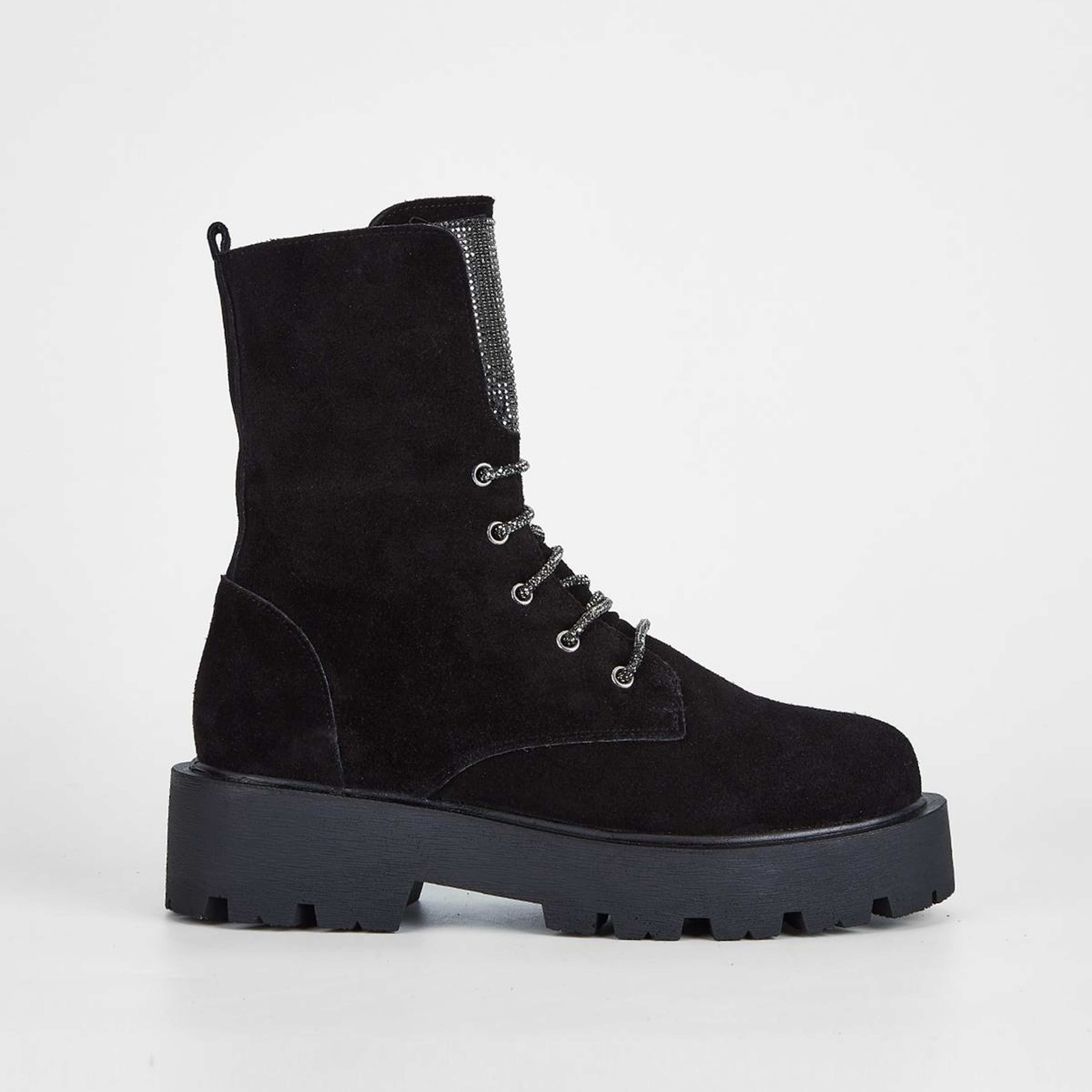 Valmenti Kadın Hakiki Deri Siyah Süet Düz Bot