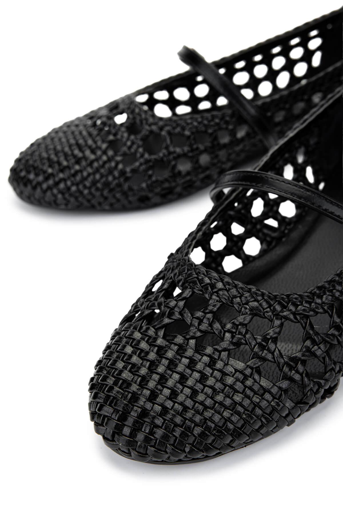 Tamer Tanca Kadın Vegan Siyah Babet Ayakkabı