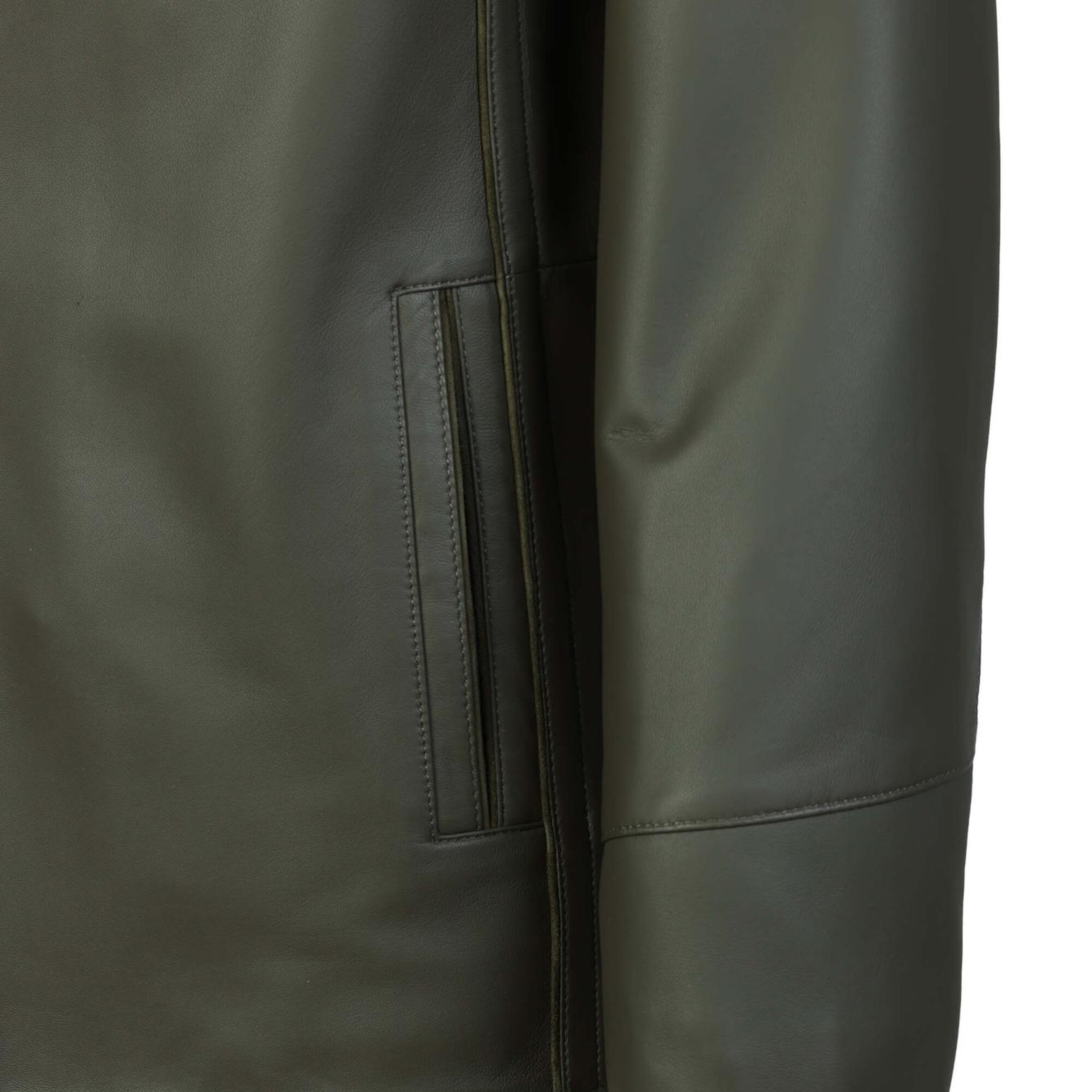 Tamer Tanca Erkek Hakiki Deri Yeşil Deri Mont