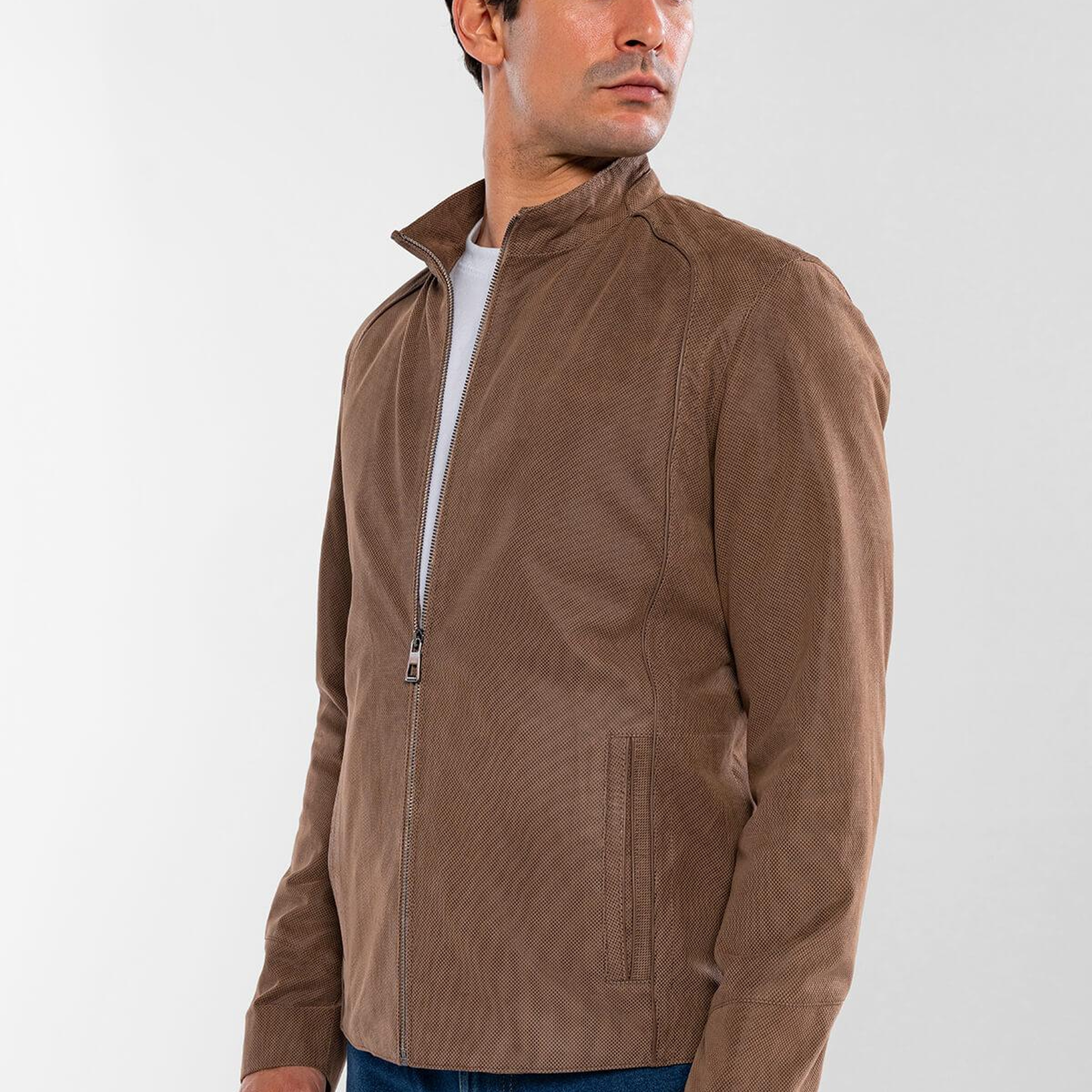 Tamer Tanca Erkek Hakiki Deri Vizon Baskı Deri Mont