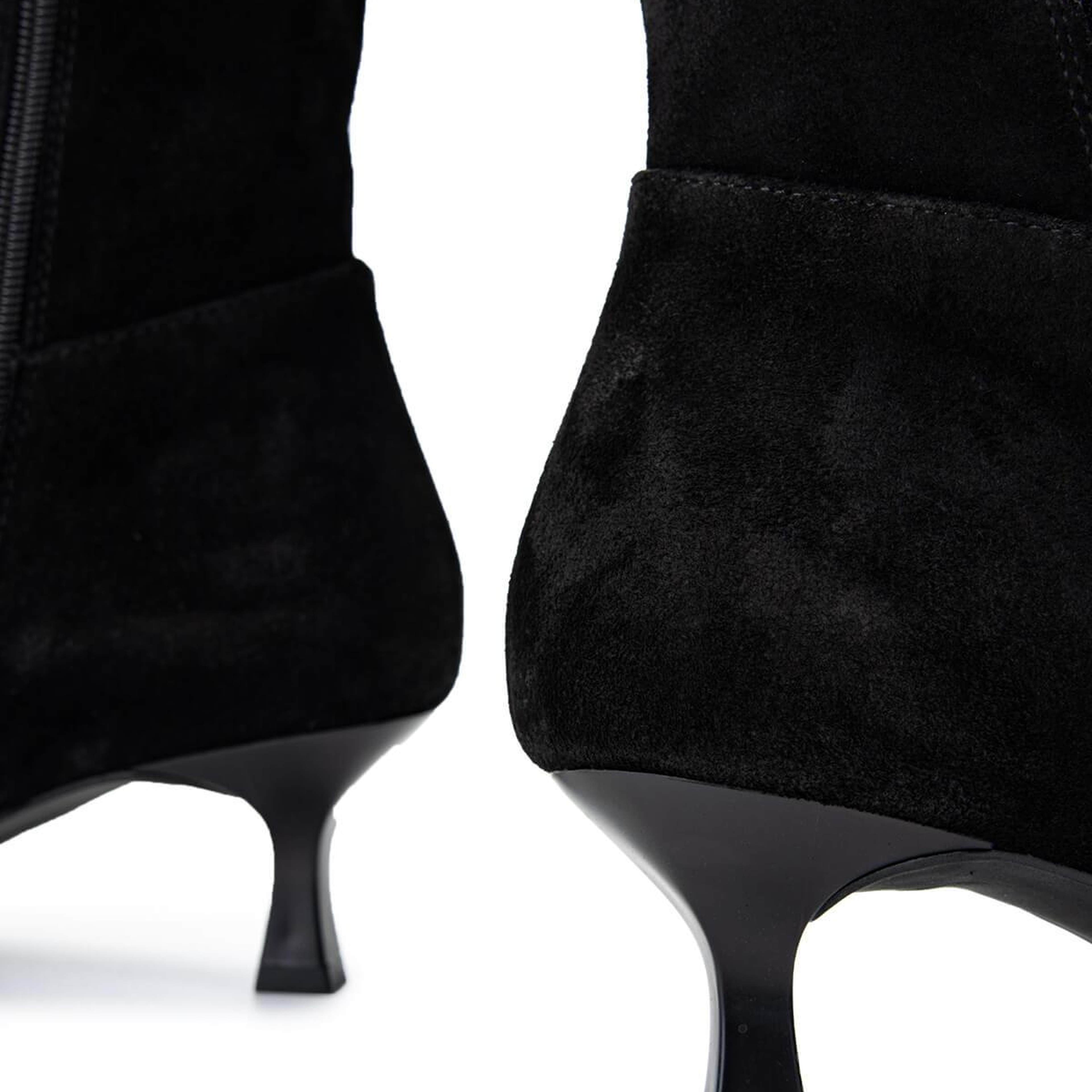 Tamer Tanca Kadın Hakiki Deri Siyah Süet Topuklu Çizme