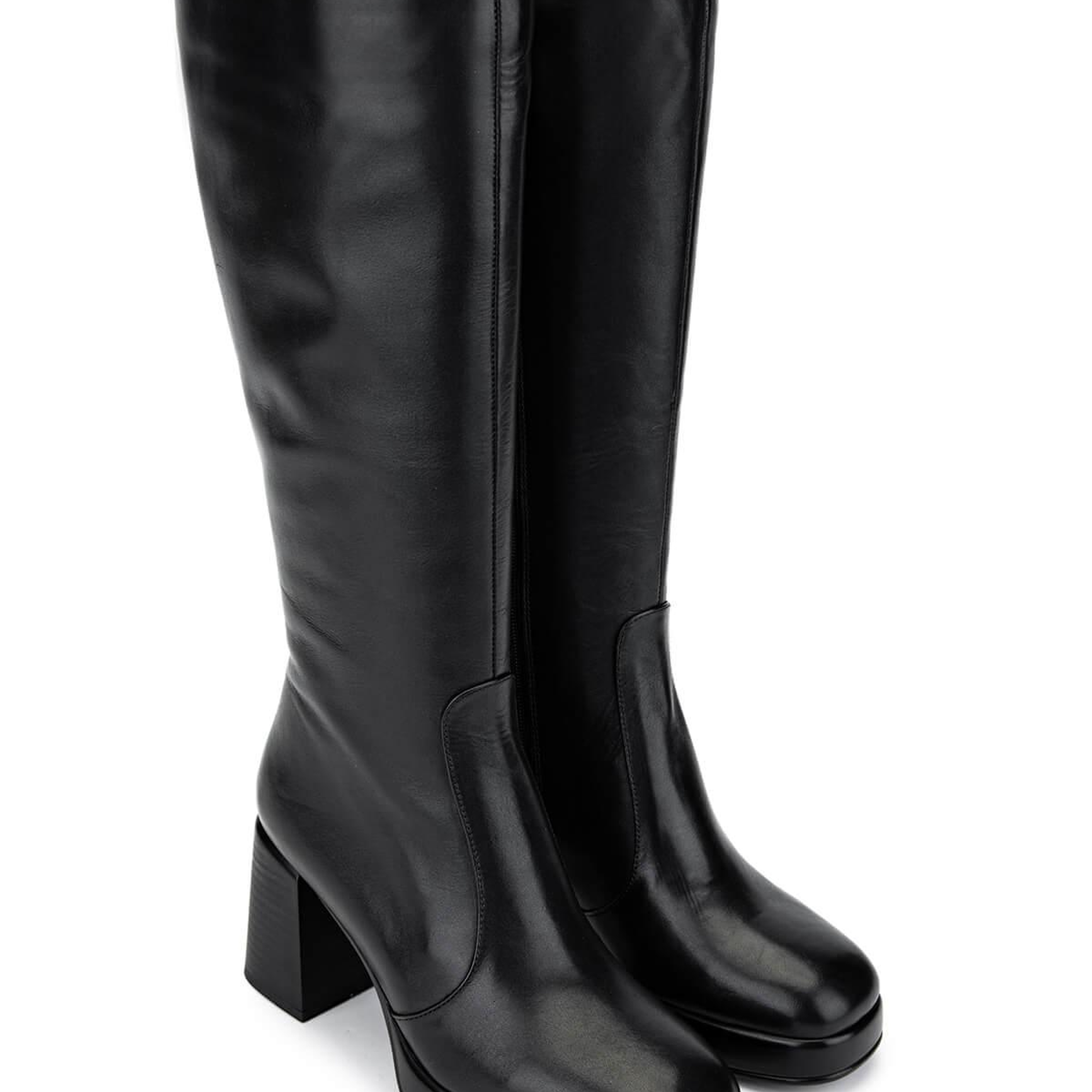 Tamer Tanca Kadın Hakiki Deri Siyah Deri Topuklu Çizme