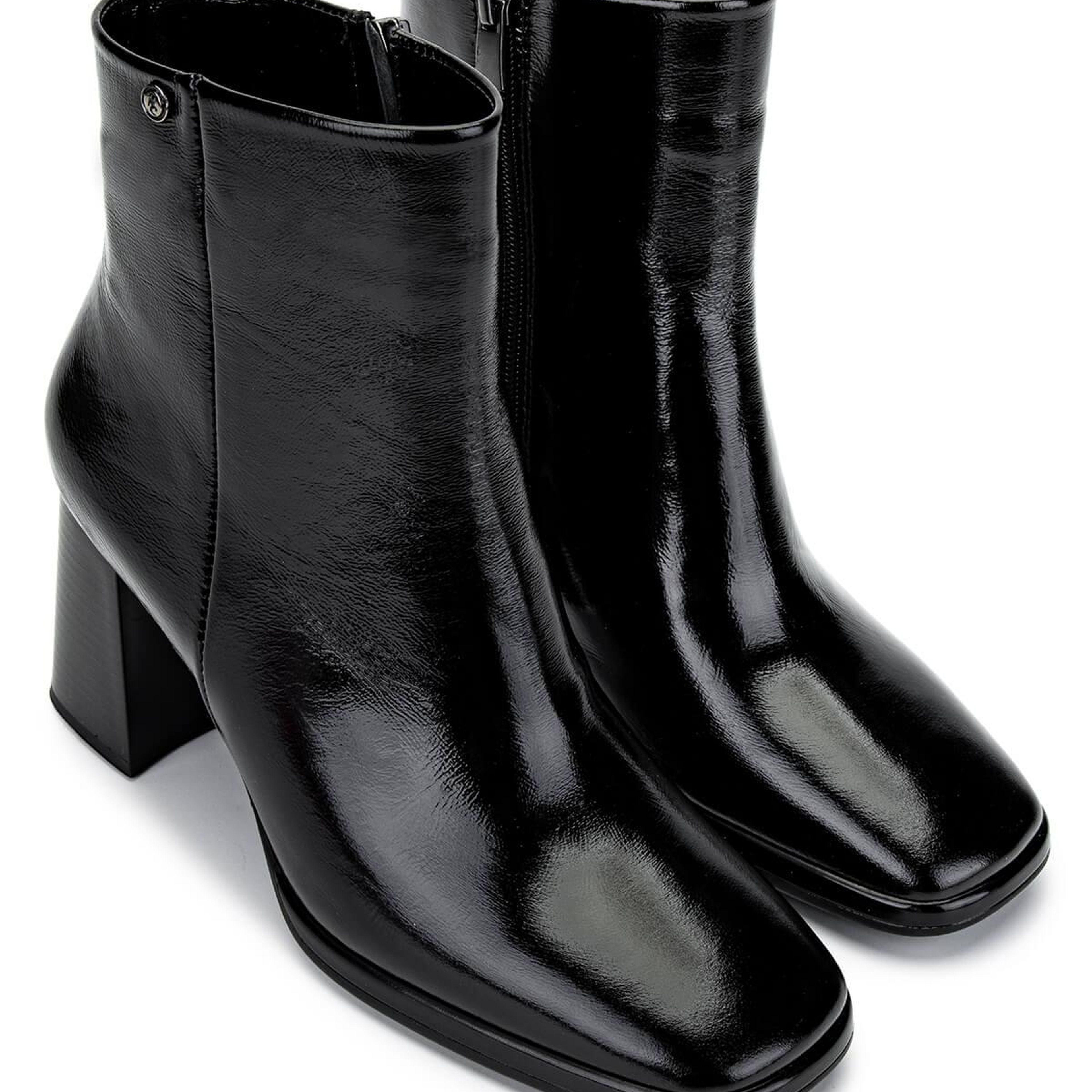 Tamer Tanca Kadın Hakiki Deri Siyah Rugan Topuklu Bot