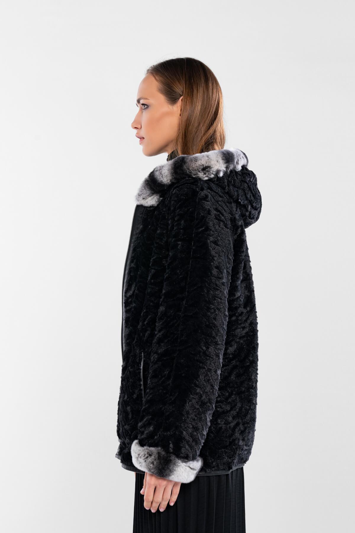 Tamer Tanca Kadın Hakiki Deri Siyah Çift Taraflı Deri Mont