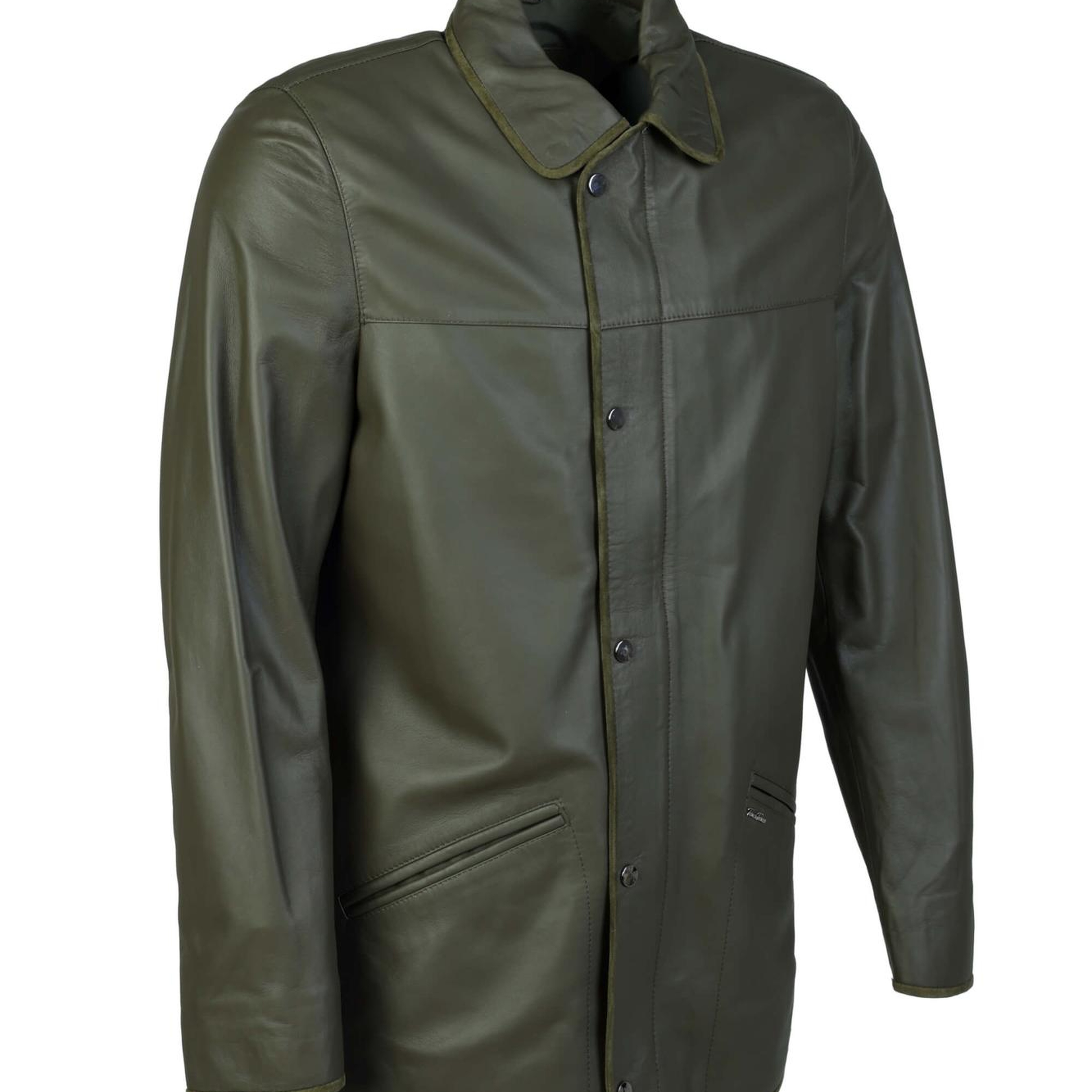 Tamer Tanca Erkek Hakiki Deri Yeşil Deri Mont