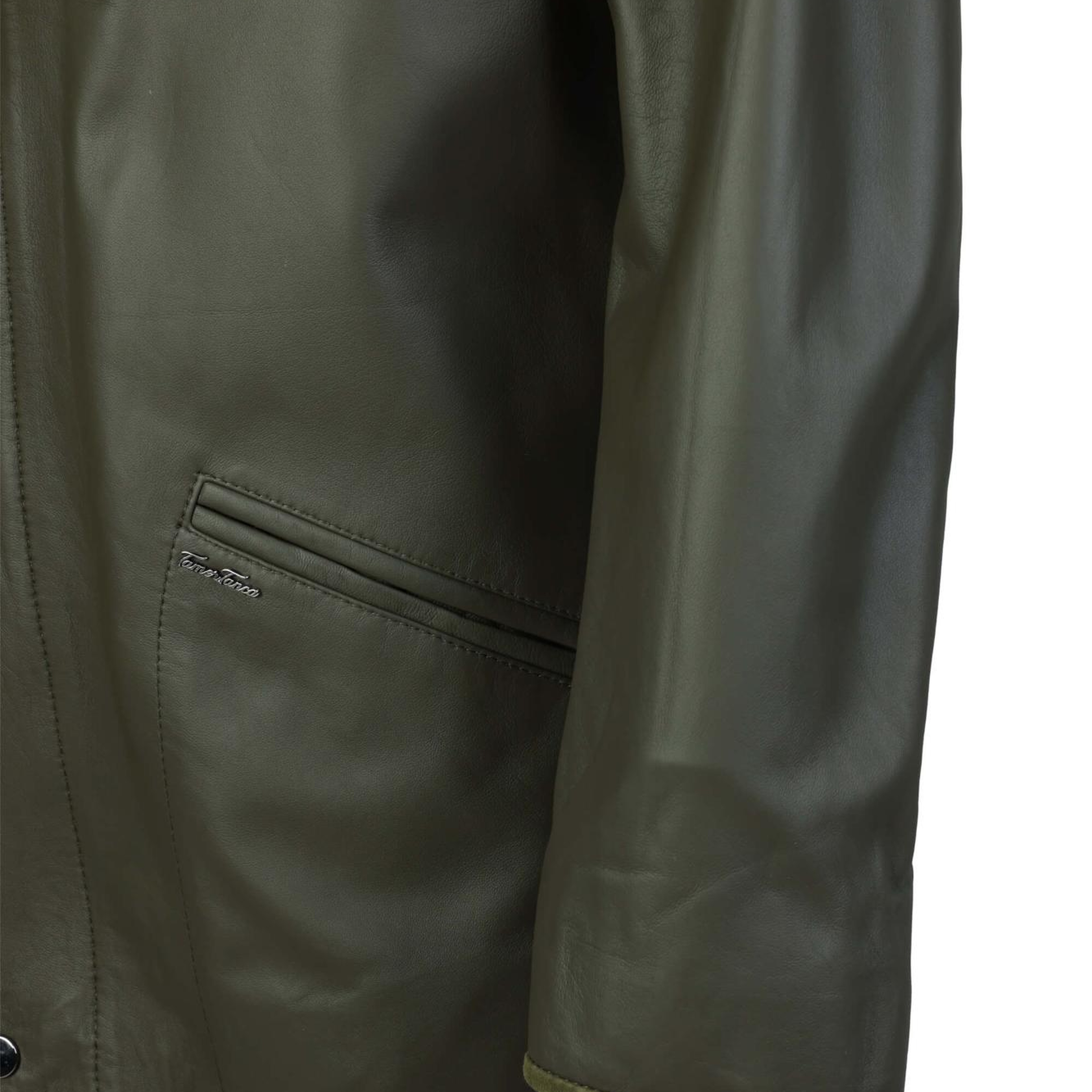 Tamer Tanca Erkek Hakiki Deri Yeşil Deri Mont