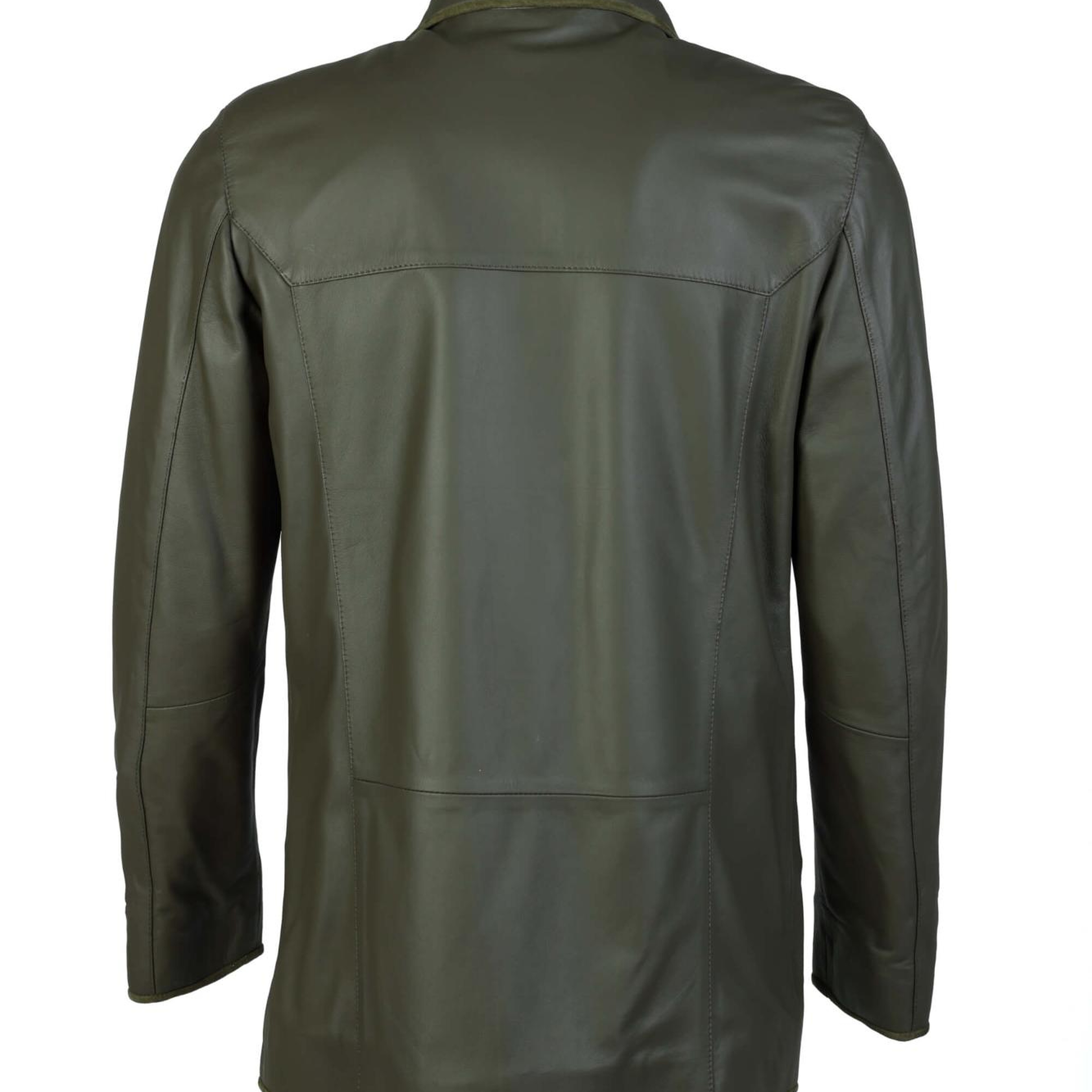 Tamer Tanca Erkek Hakiki Deri Yeşil Deri Mont