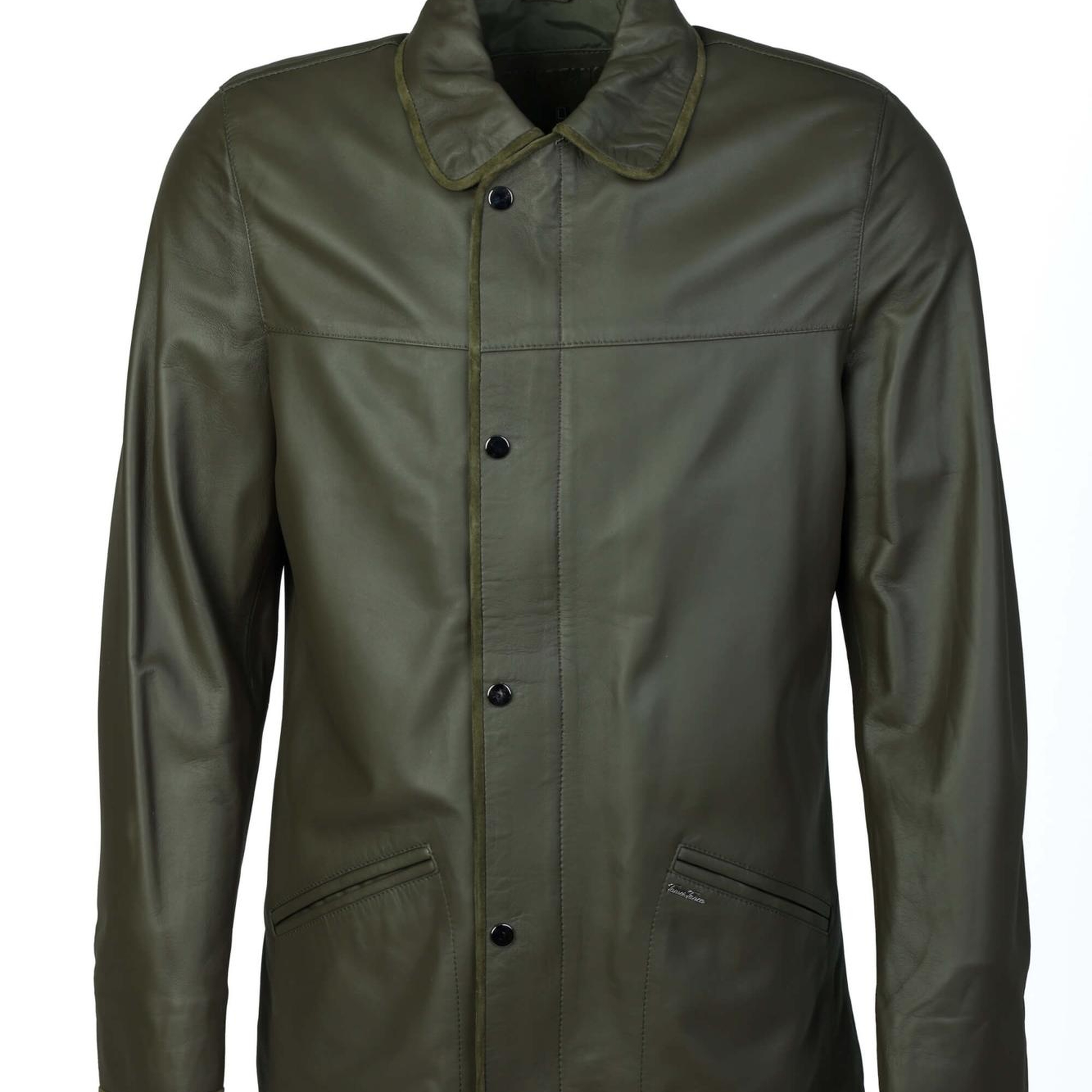 Tamer Tanca Erkek Hakiki Deri Yeşil Deri Mont