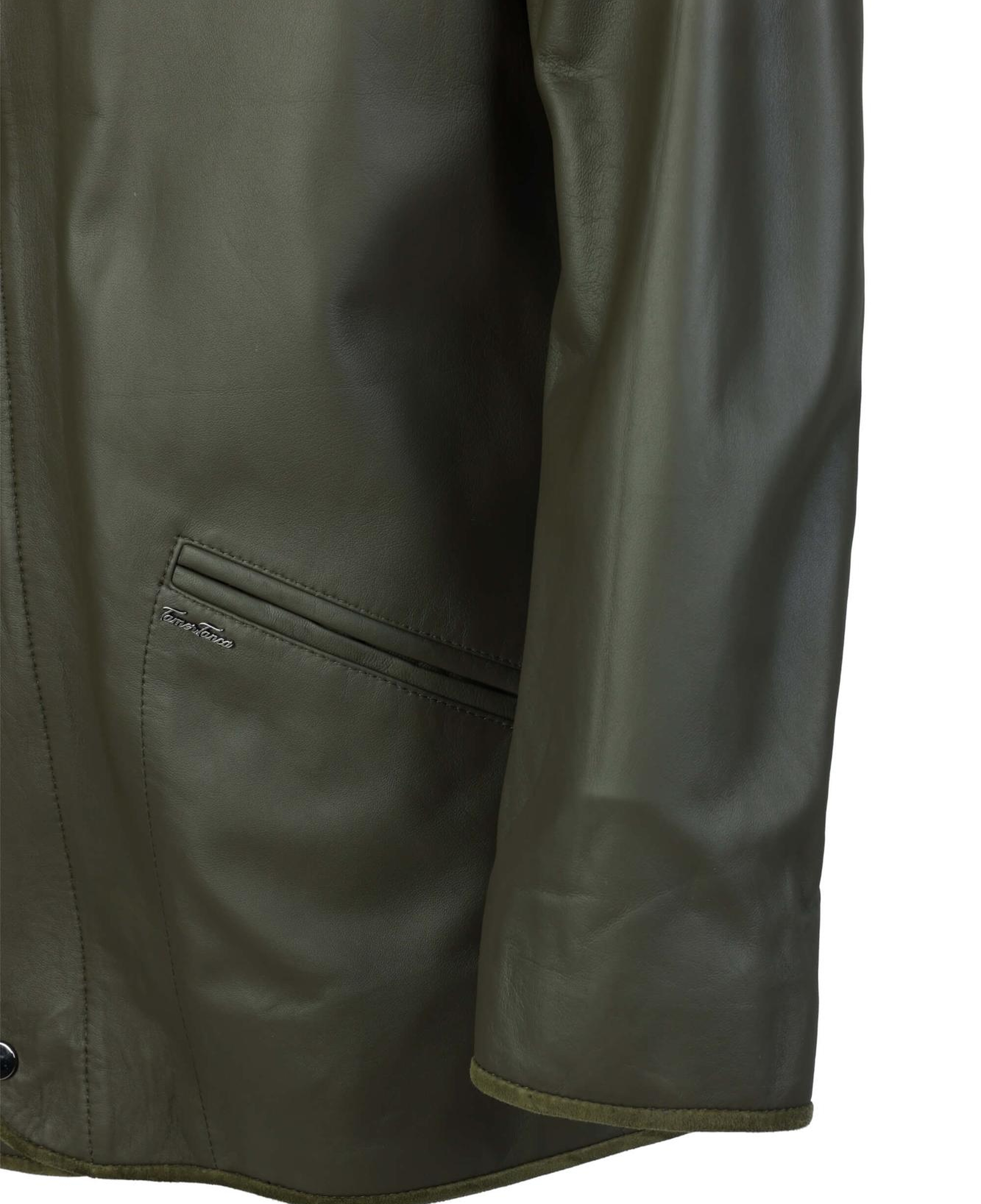 Tamer Tanca Erkek Hakiki Deri Yeşil Deri Mont